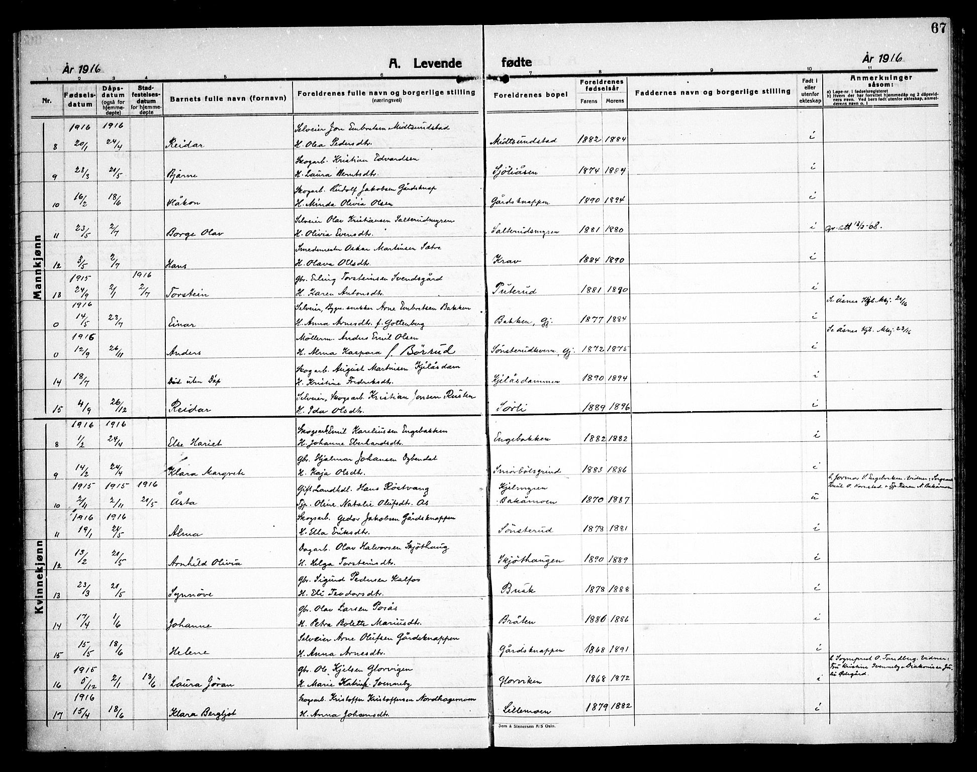 Åsnes prestekontor, SAH/PREST-042/H/Ha/Haa/L0000D: Parish register (official) no. 0B, 1890-1929, p. 67