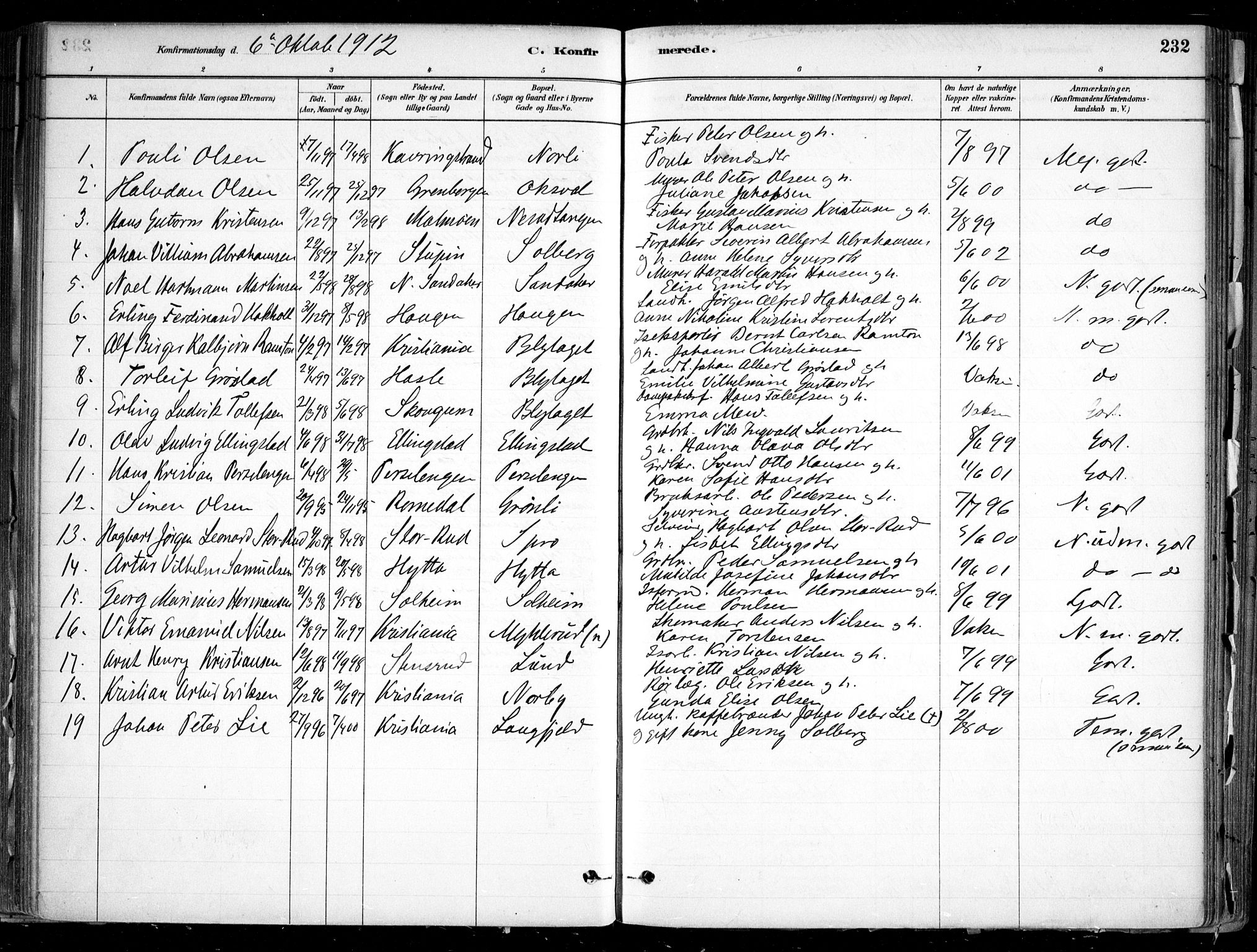 Nesodden prestekontor Kirkebøker, SAO/A-10013/F/Fa/L0009: Parish register (official) no. I 9, 1880-1915, p. 232