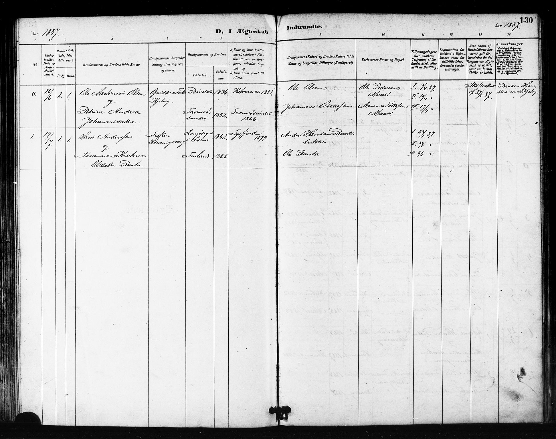 Måsøy sokneprestkontor, SATØ/S-1348/H/Ha/L0007kirke: Parish register (official) no. 7, 1887-1899, p. 130