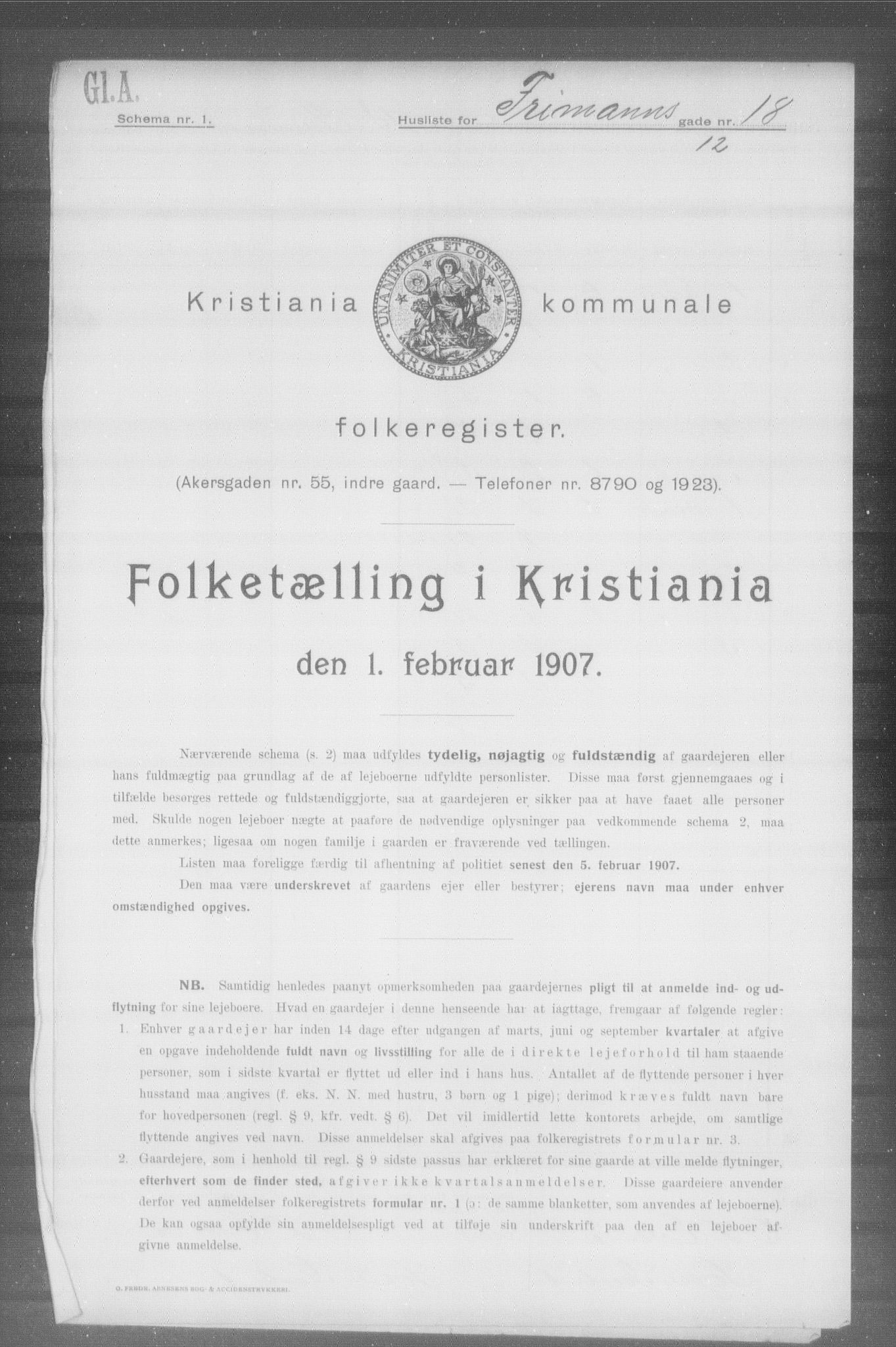 OBA, Municipal Census 1907 for Kristiania, 1907, p. 13656