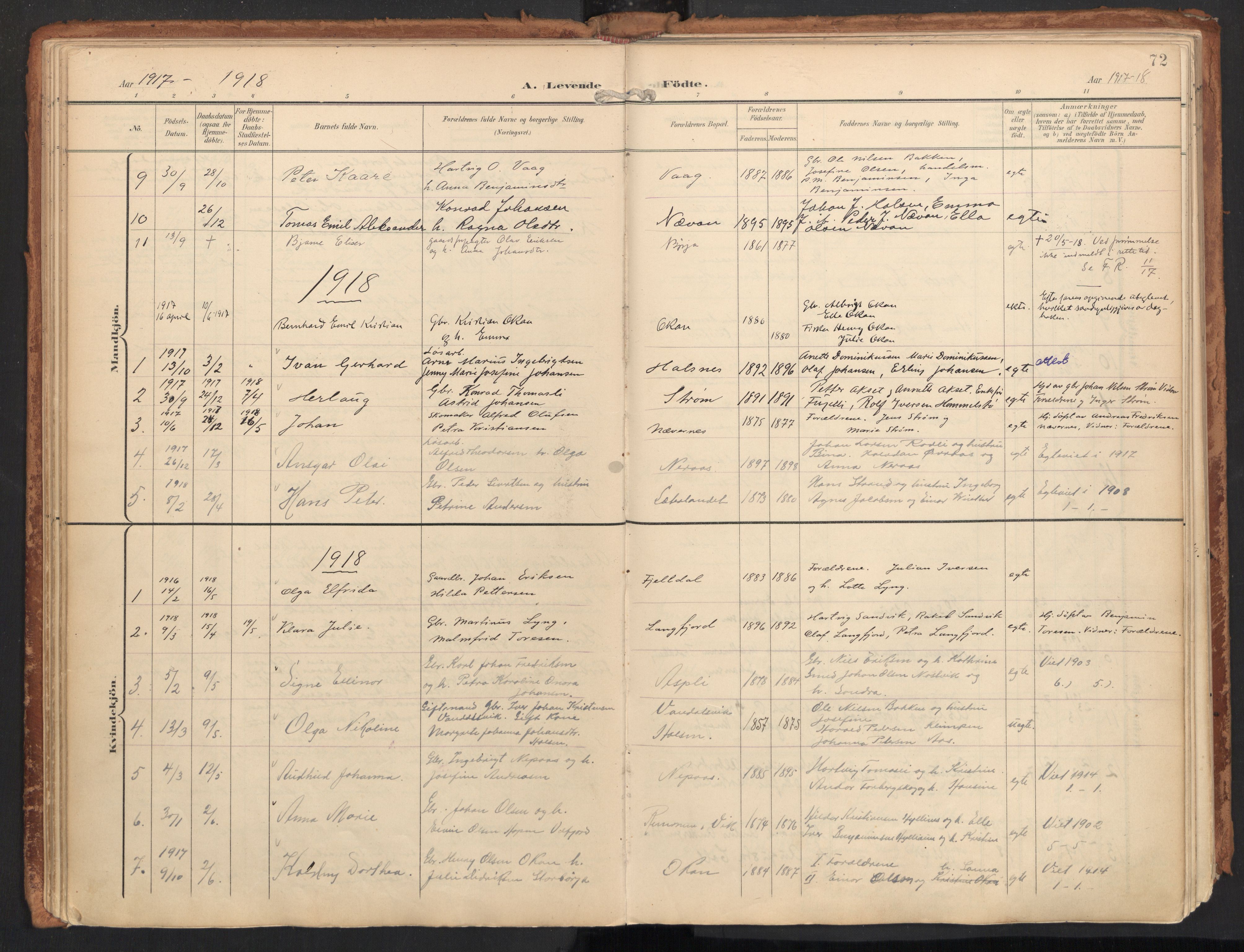 Ministerialprotokoller, klokkerbøker og fødselsregistre - Nordland, SAT/A-1459/814/L0227: Parish register (official) no. 814A08, 1899-1920, p. 72