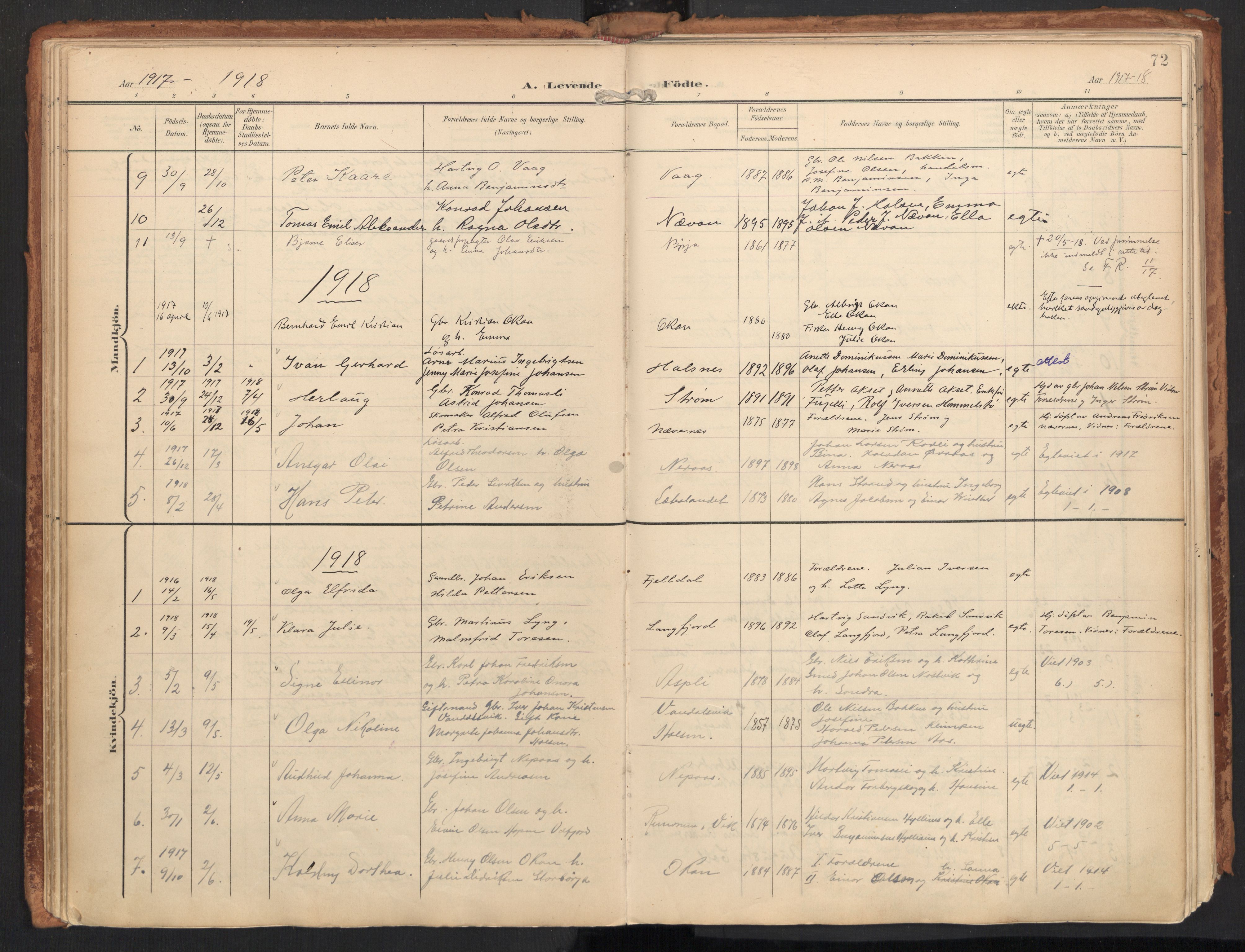 Ministerialprotokoller, klokkerbøker og fødselsregistre - Nordland, AV/SAT-A-1459/814/L0227: Parish register (official) no. 814A08, 1899-1920, p. 72