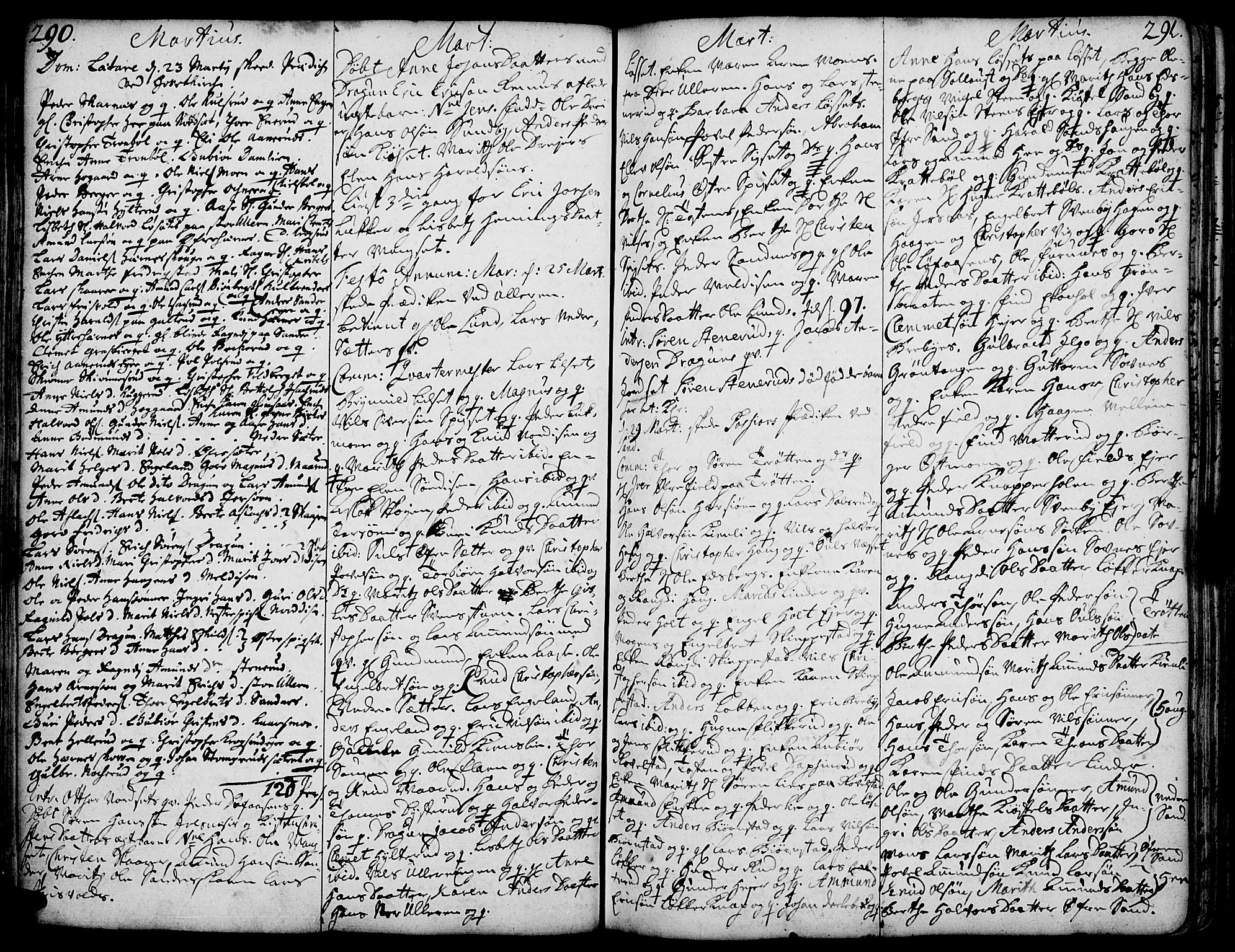 Strøm-Odalen prestekontor, AV/SAH-PREST-028/H/Ha/Haa/L0002: Parish register (official) no. 2, 1716-1740, p. 290-291