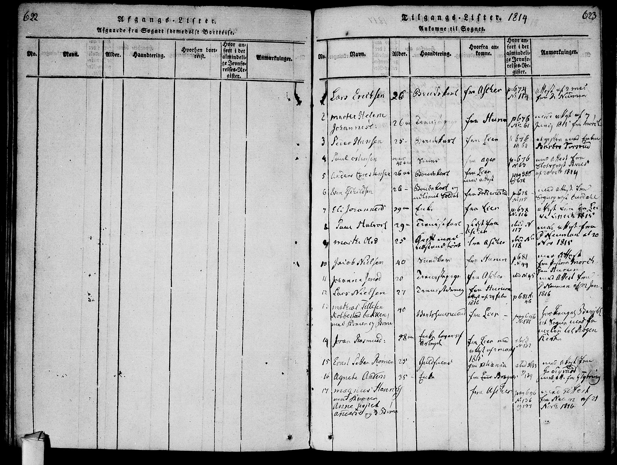 Røyken kirkebøker, SAKO/A-241/F/Fa/L0004: Parish register (official) no. 4, 1814-1832, p. 622-623