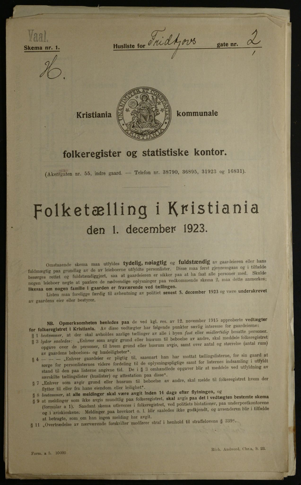OBA, Municipal Census 1923 for Kristiania, 1923, p. 30137