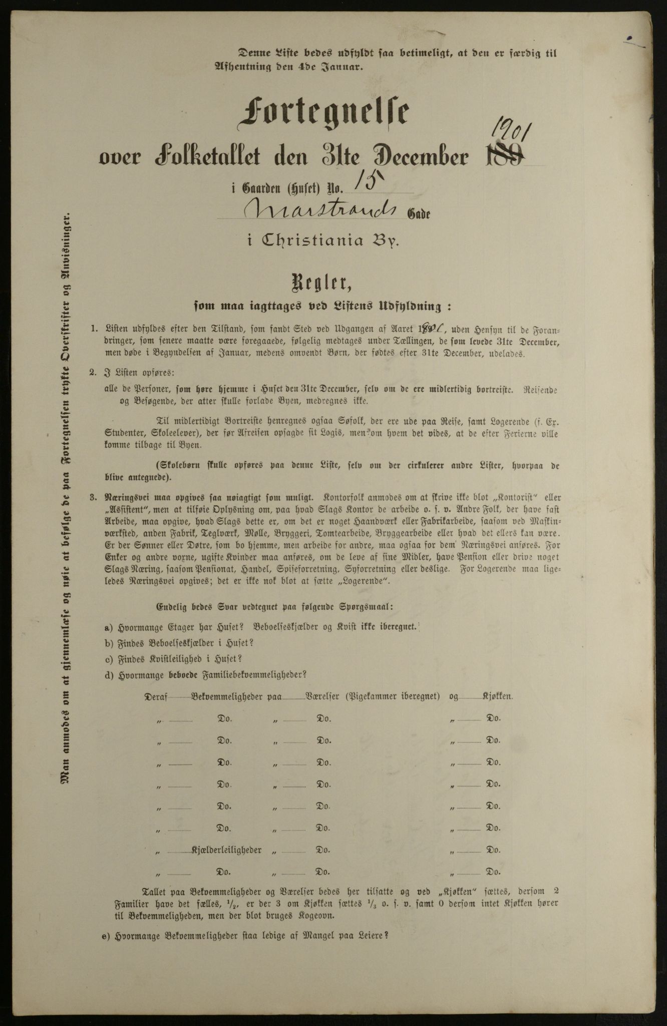 OBA, Municipal Census 1901 for Kristiania, 1901, p. 9977