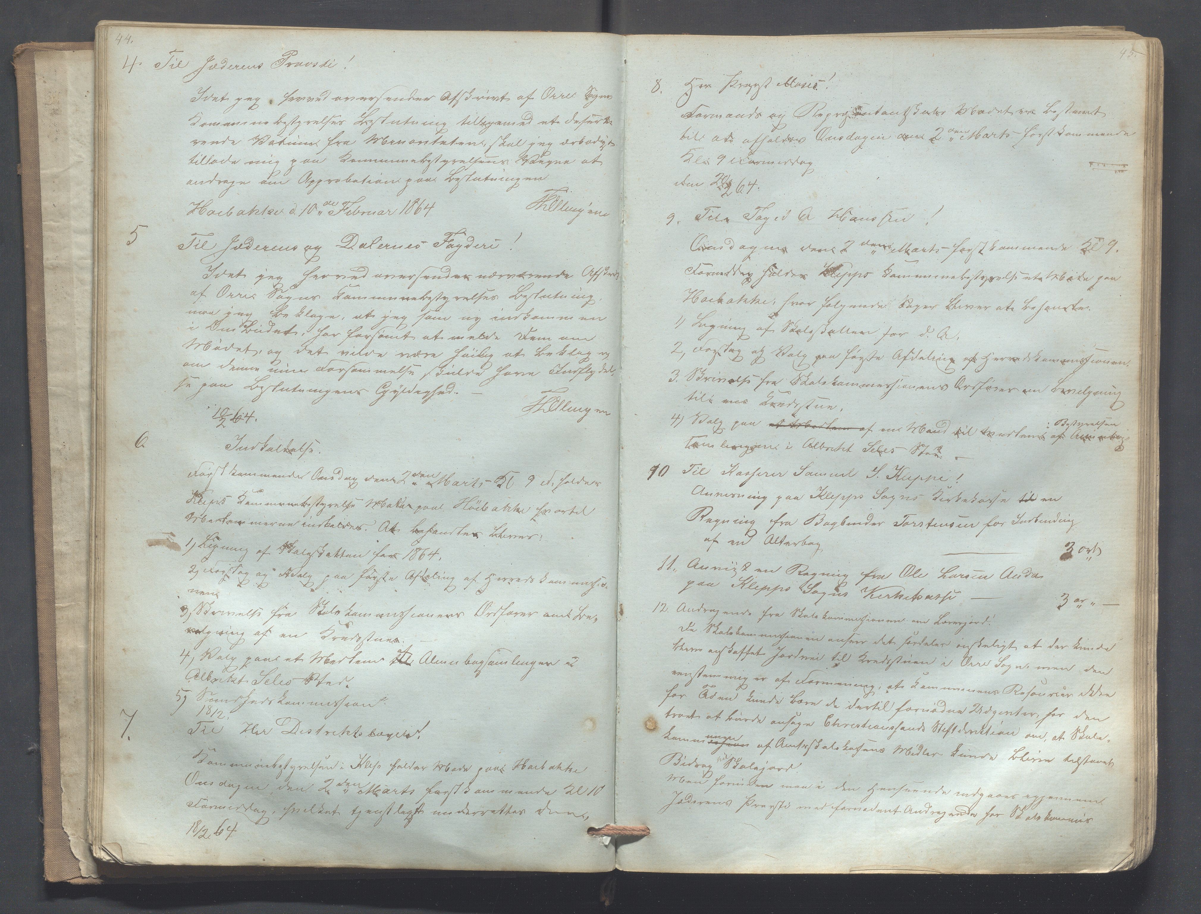 Klepp kommune - Formannskapet, IKAR/K-100277/B/L0002: Kopibok, 1861-1877, p. 44-45