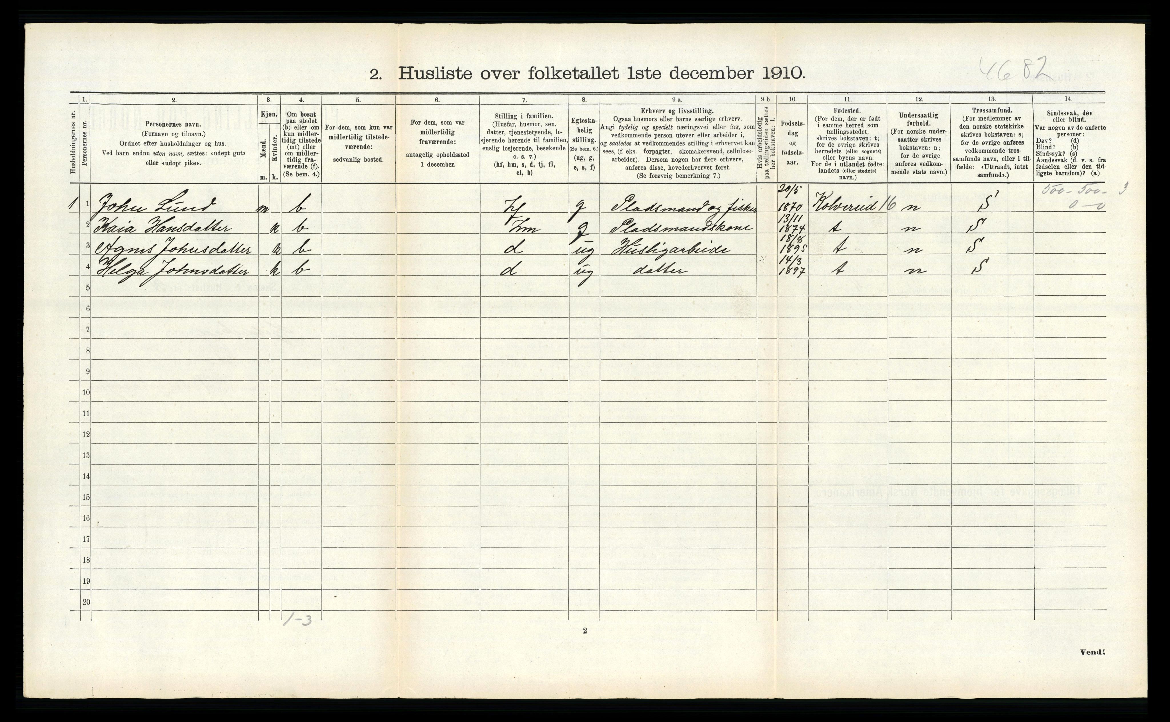 RA, 1910 census for Gildeskål, 1910, p. 1396