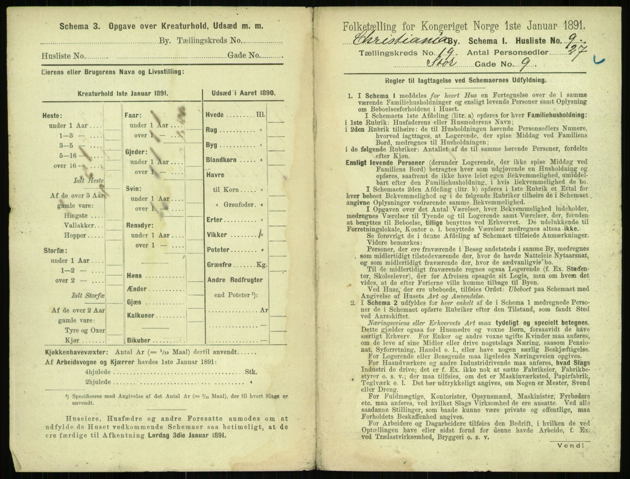 RA, 1891 census for 0301 Kristiania, 1891, p. 9505