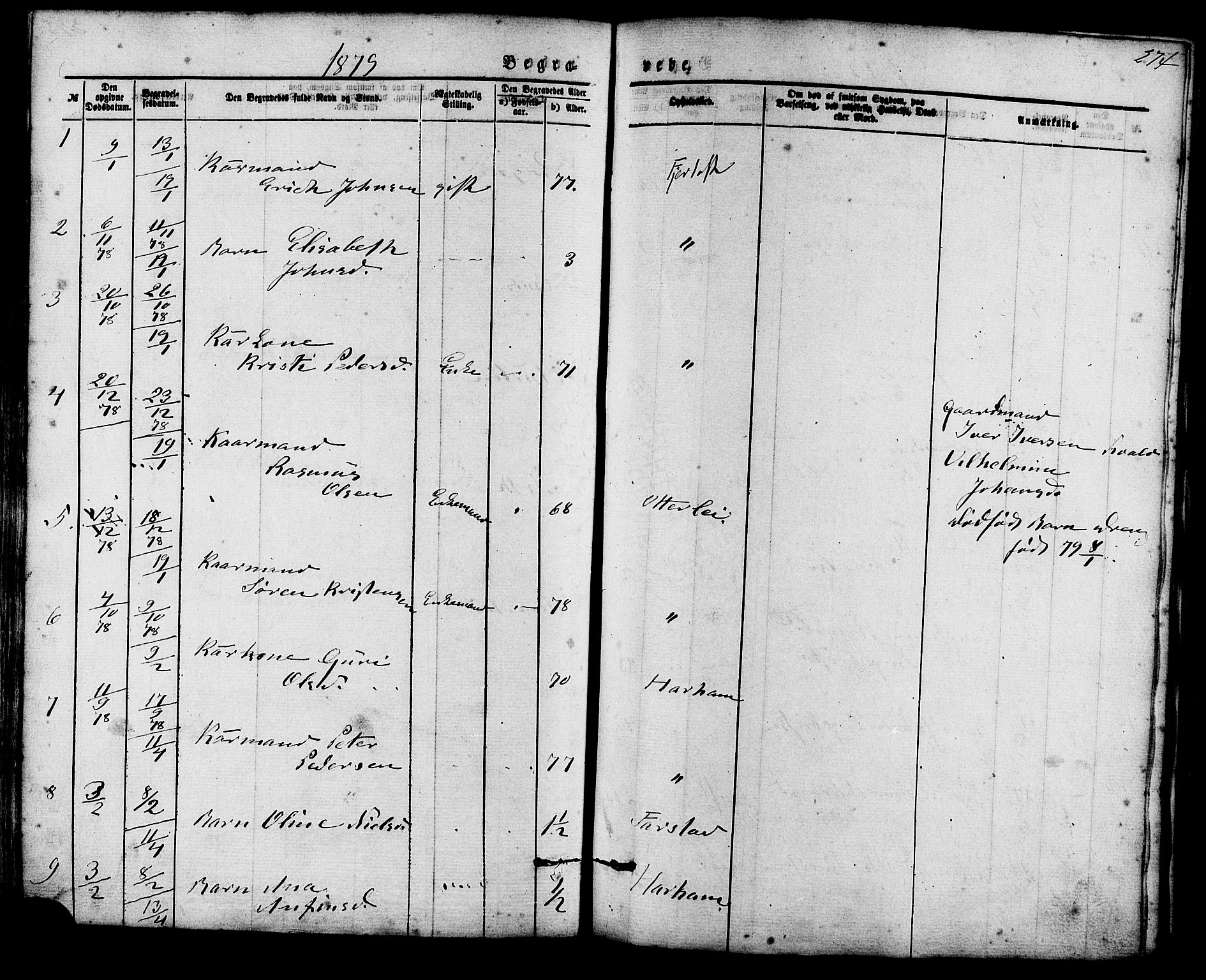 Ministerialprotokoller, klokkerbøker og fødselsregistre - Møre og Romsdal, AV/SAT-A-1454/536/L0500: Parish register (official) no. 536A09, 1876-1889, p. 274