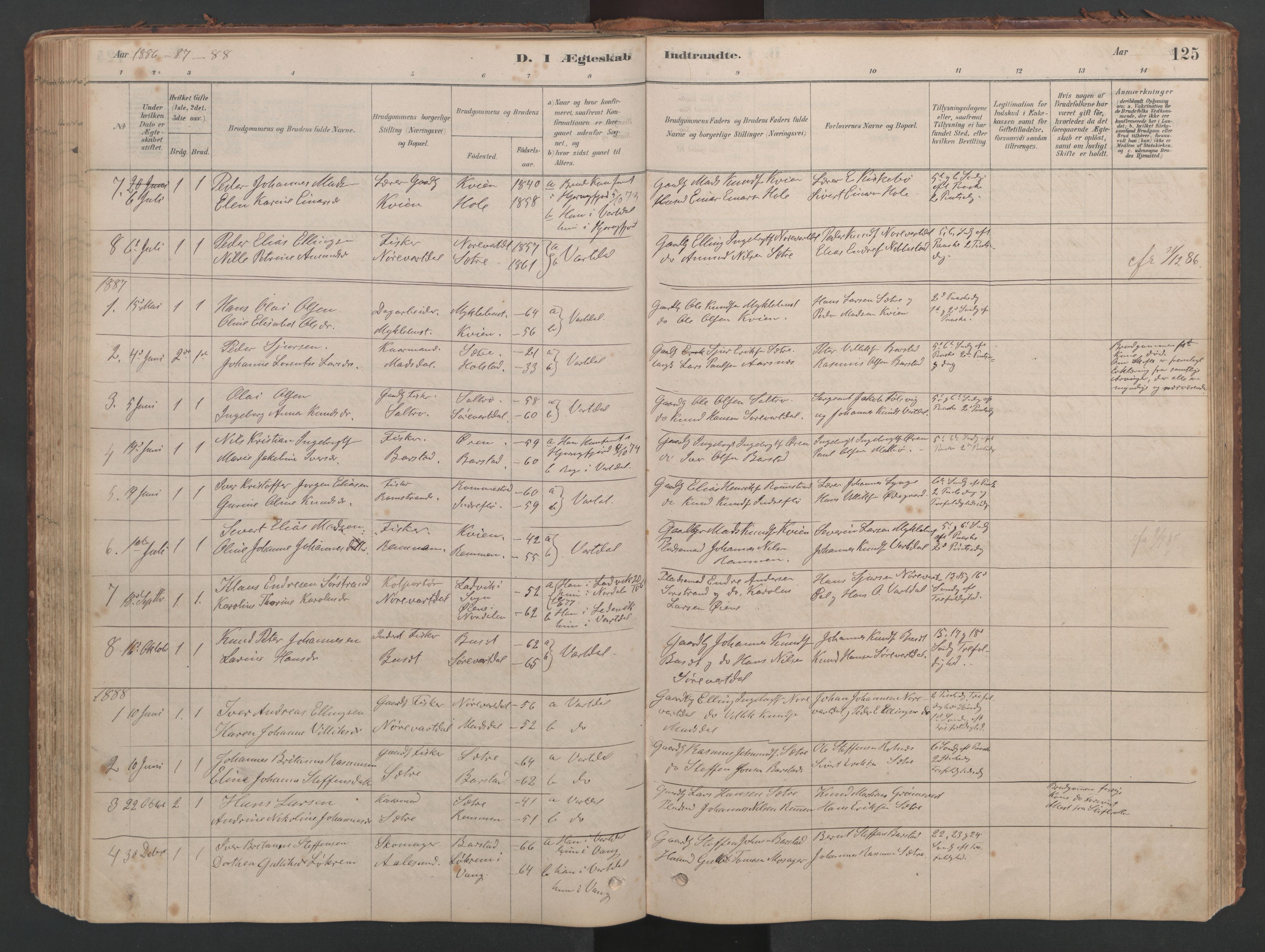 Ministerialprotokoller, klokkerbøker og fødselsregistre - Møre og Romsdal, SAT/A-1454/514/L0201: Parish register (copy) no. 514C01, 1878-1919, p. 125