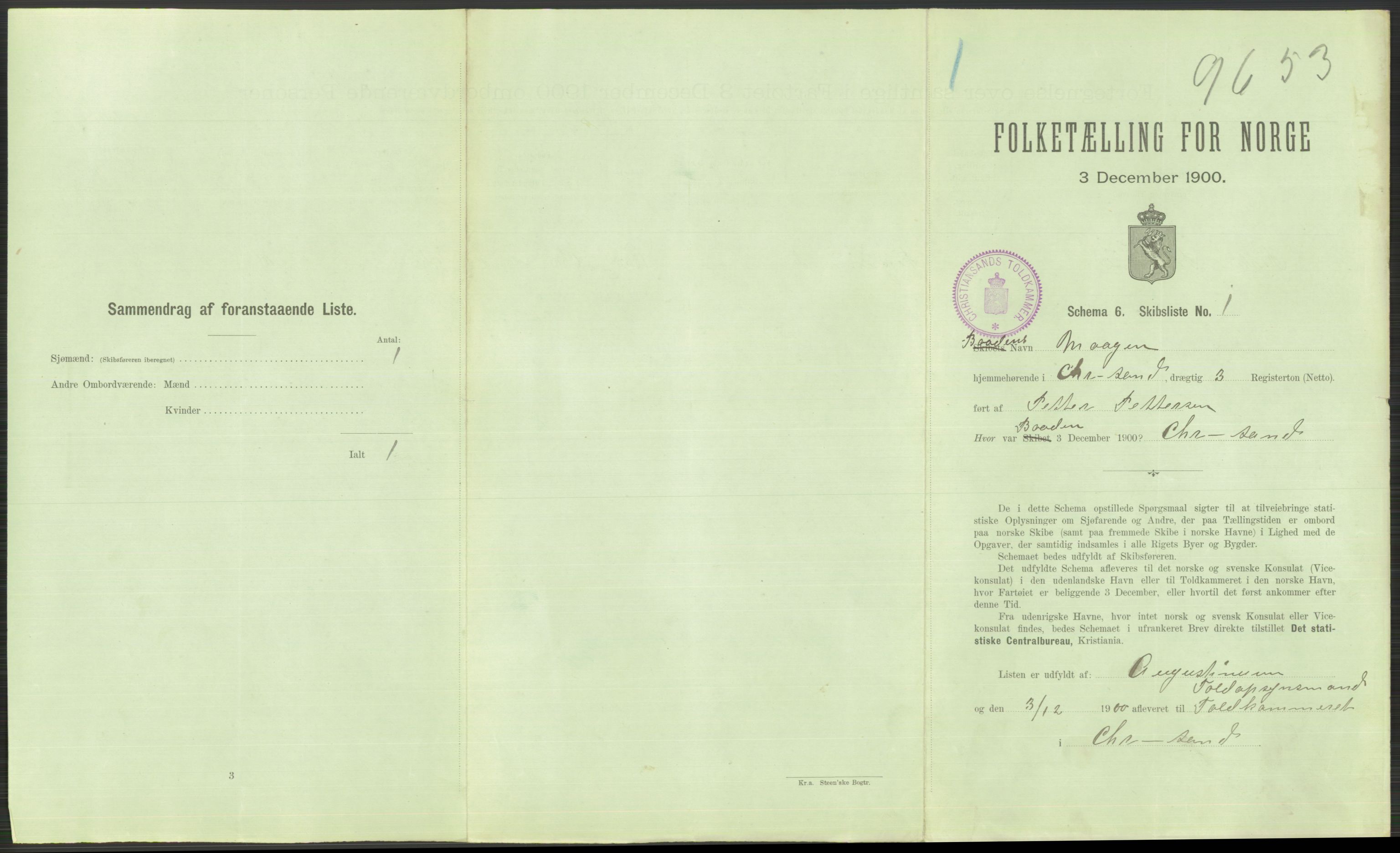 RA, 1900 Census - ship lists from ships in Norwegian harbours, harbours abroad and at sea, 1900, p. 719