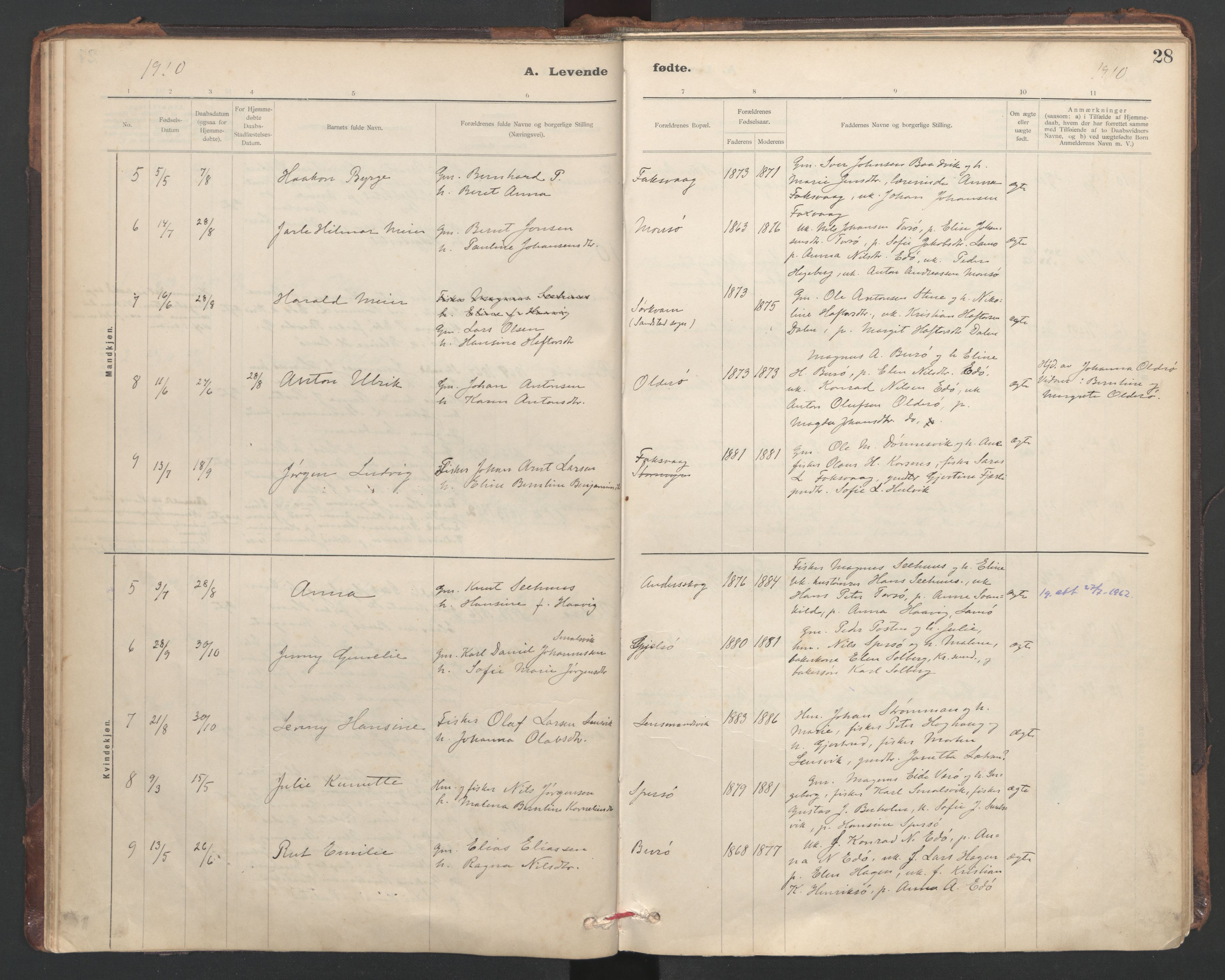 Ministerialprotokoller, klokkerbøker og fødselsregistre - Sør-Trøndelag, SAT/A-1456/635/L0552: Parish register (official) no. 635A02, 1899-1919, p. 28