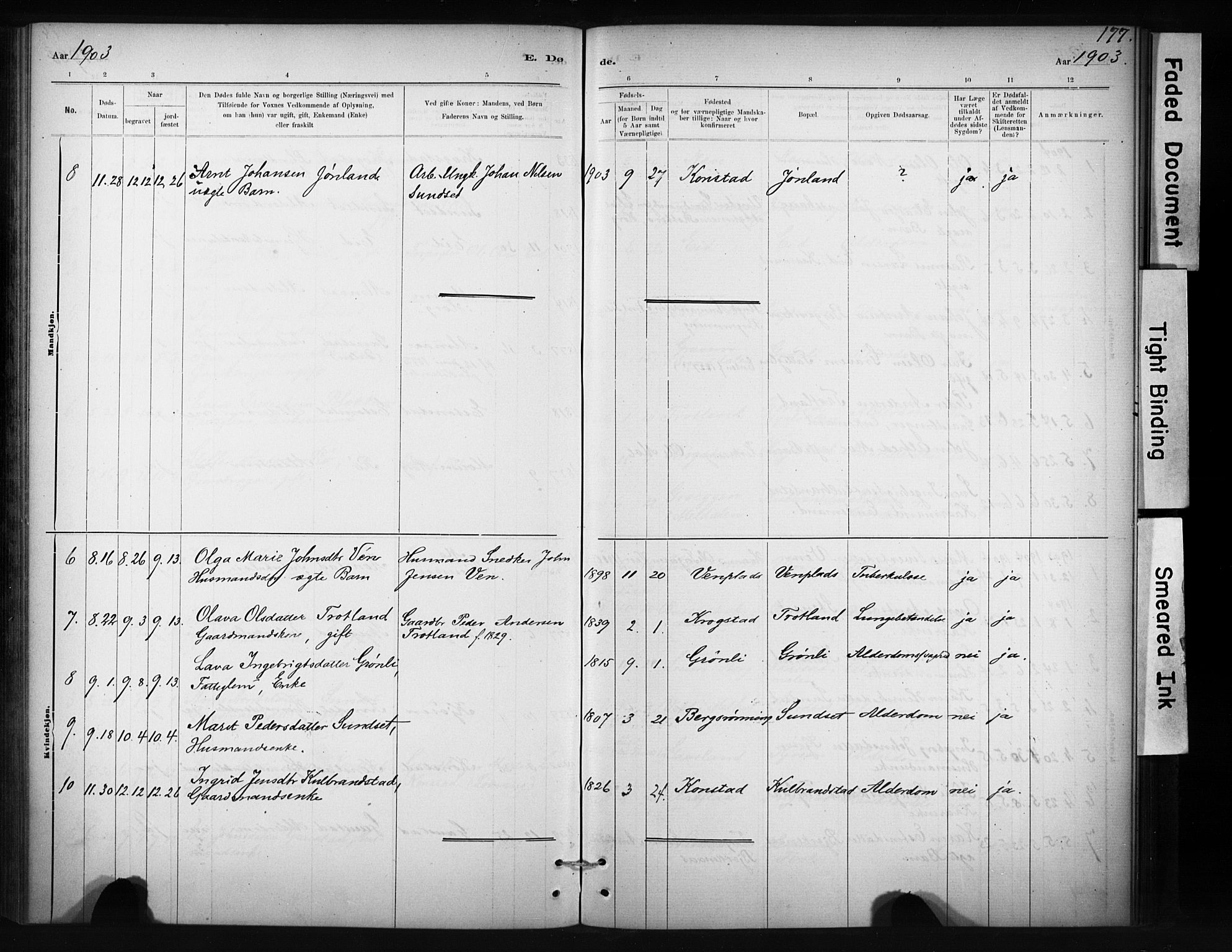 Ministerialprotokoller, klokkerbøker og fødselsregistre - Sør-Trøndelag, AV/SAT-A-1456/694/L1127: Parish register (official) no. 694A01, 1887-1905, p. 177