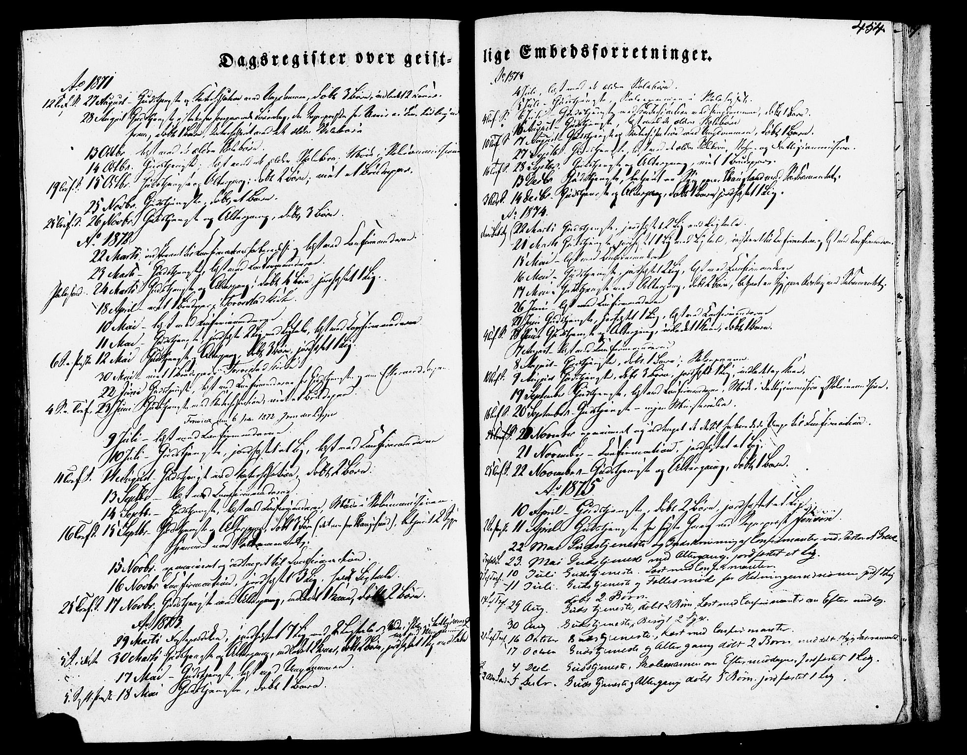 Torvastad sokneprestkontor, SAST/A -101857/H/Ha/Haa/L0007: Parish register (official) no. A 7, 1838-1882, p. 454