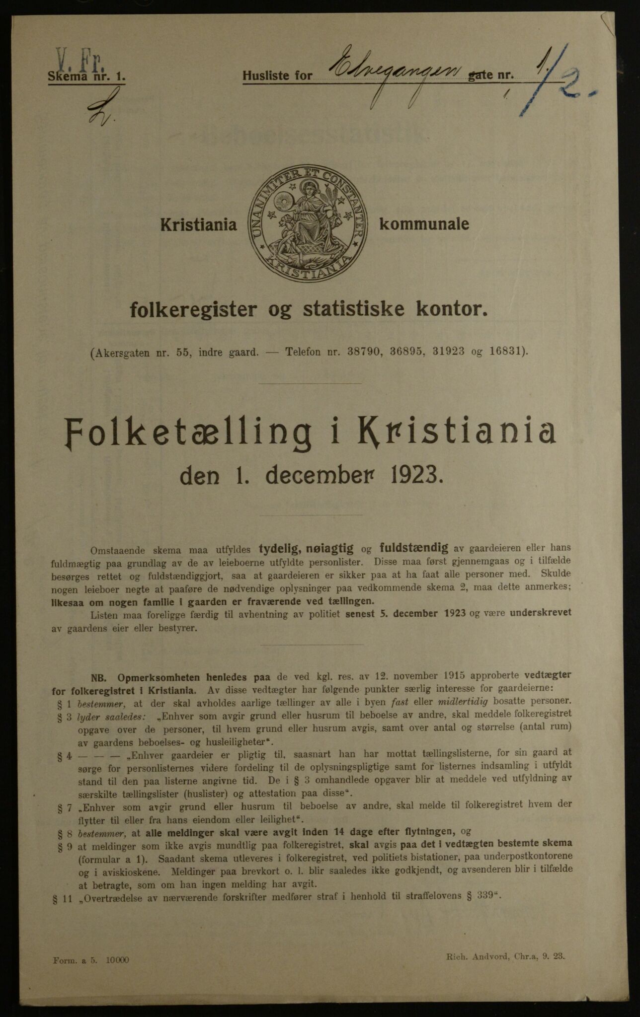 OBA, Municipal Census 1923 for Kristiania, 1923, p. 23227