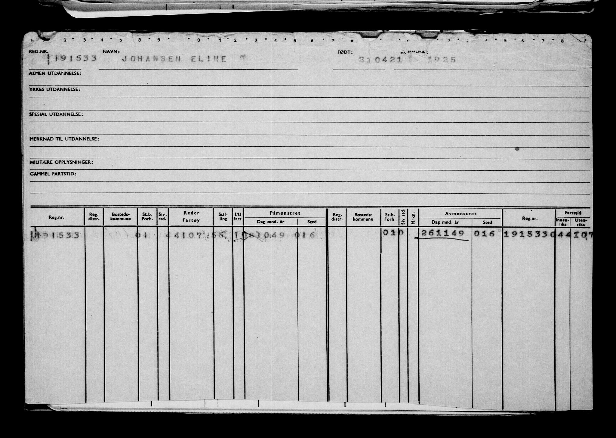 Direktoratet for sjømenn, AV/RA-S-3545/G/Gb/L0192: Hovedkort, 1921, p. 603