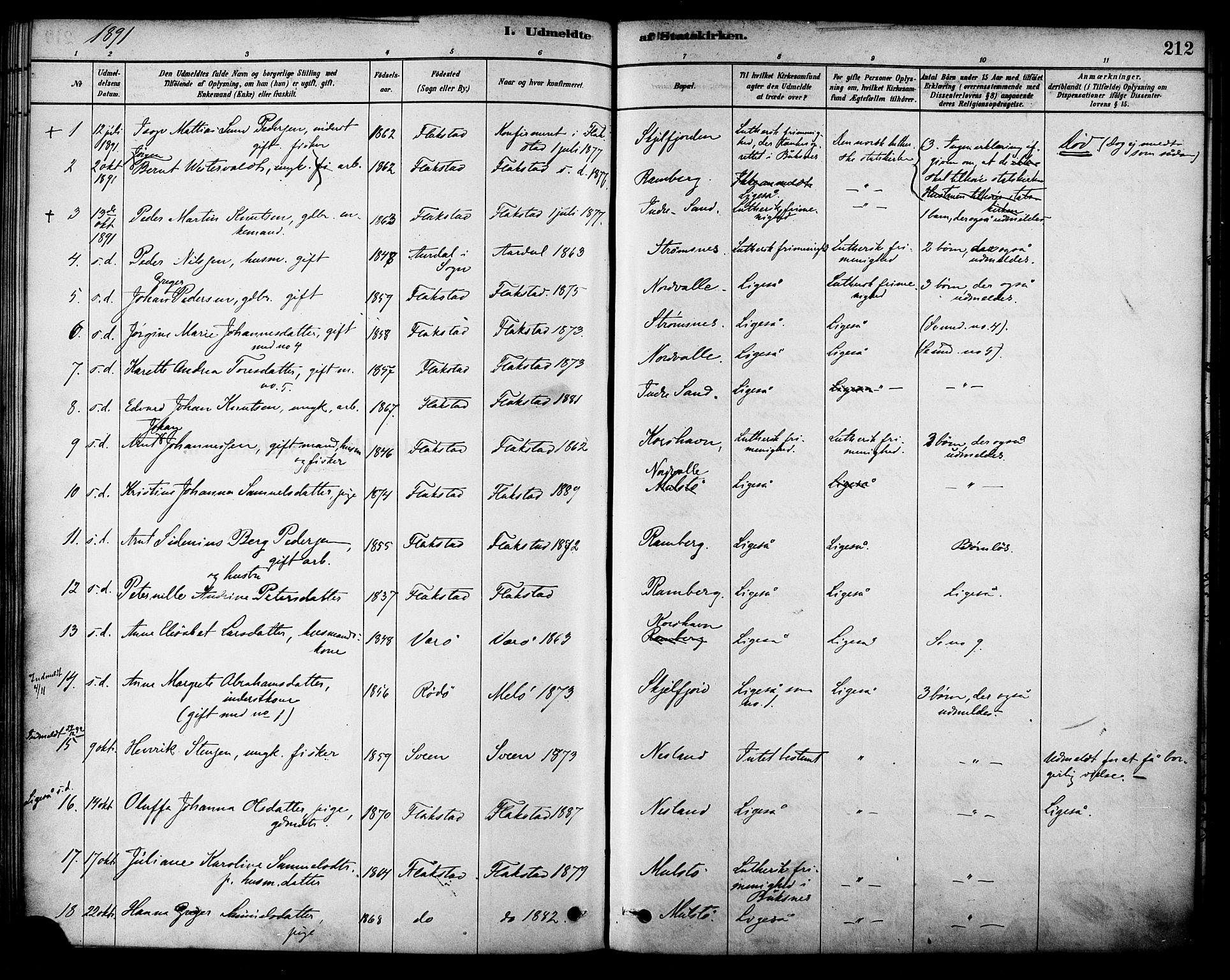 Ministerialprotokoller, klokkerbøker og fødselsregistre - Nordland, SAT/A-1459/885/L1204: Parish register (official) no. 885A05, 1878-1892, p. 212
