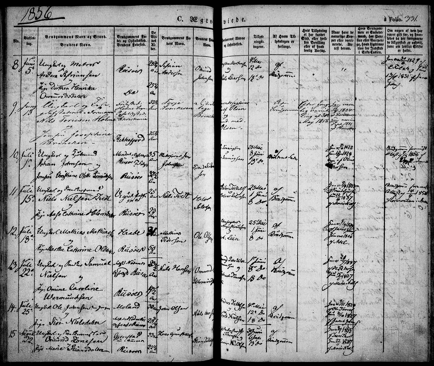 Risør sokneprestkontor, SAK/1111-0035/F/Fa/L0003: Parish register (official) no. A 3, 1838-1864, p. 331