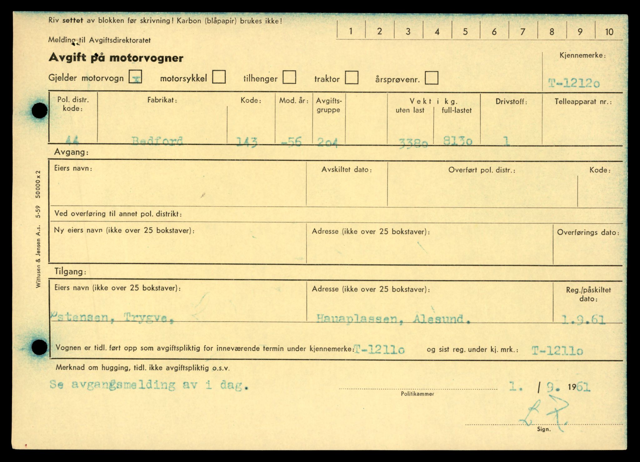 Møre og Romsdal vegkontor - Ålesund trafikkstasjon, AV/SAT-A-4099/F/Fe/L0033: Registreringskort for kjøretøy T 12151 - T 12474, 1927-1998, p. 2715