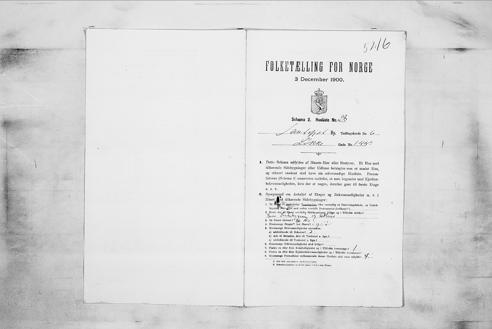 RA, 1900 census for Sandefjord, 1900, p. 2997