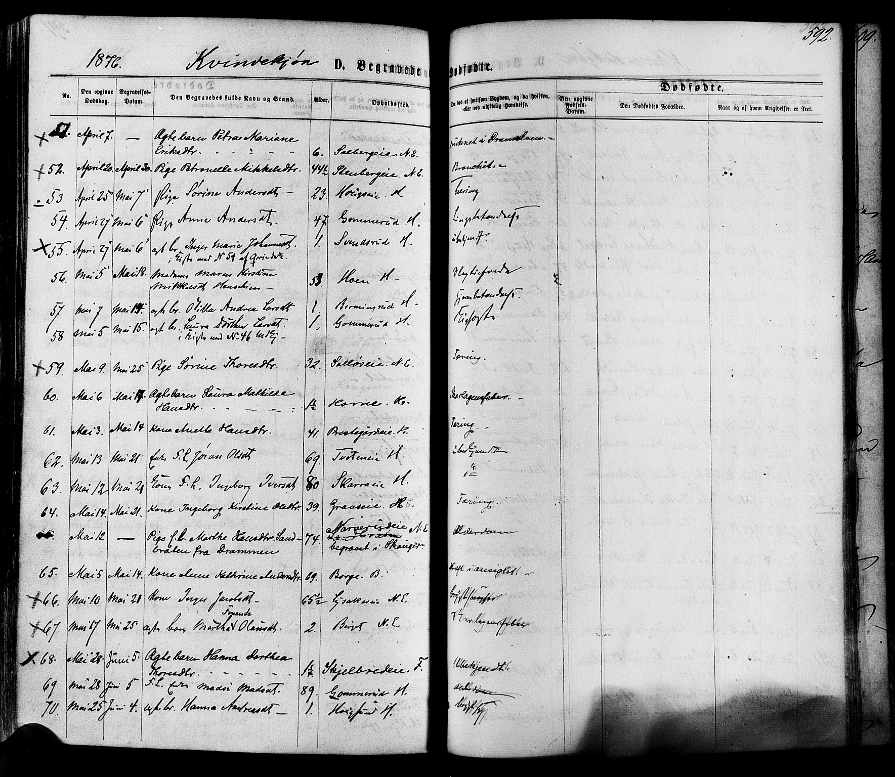 Eiker kirkebøker, AV/SAKO-A-4/F/Fa/L0017: Parish register (official) no. I 17, 1869-1877, p. 592