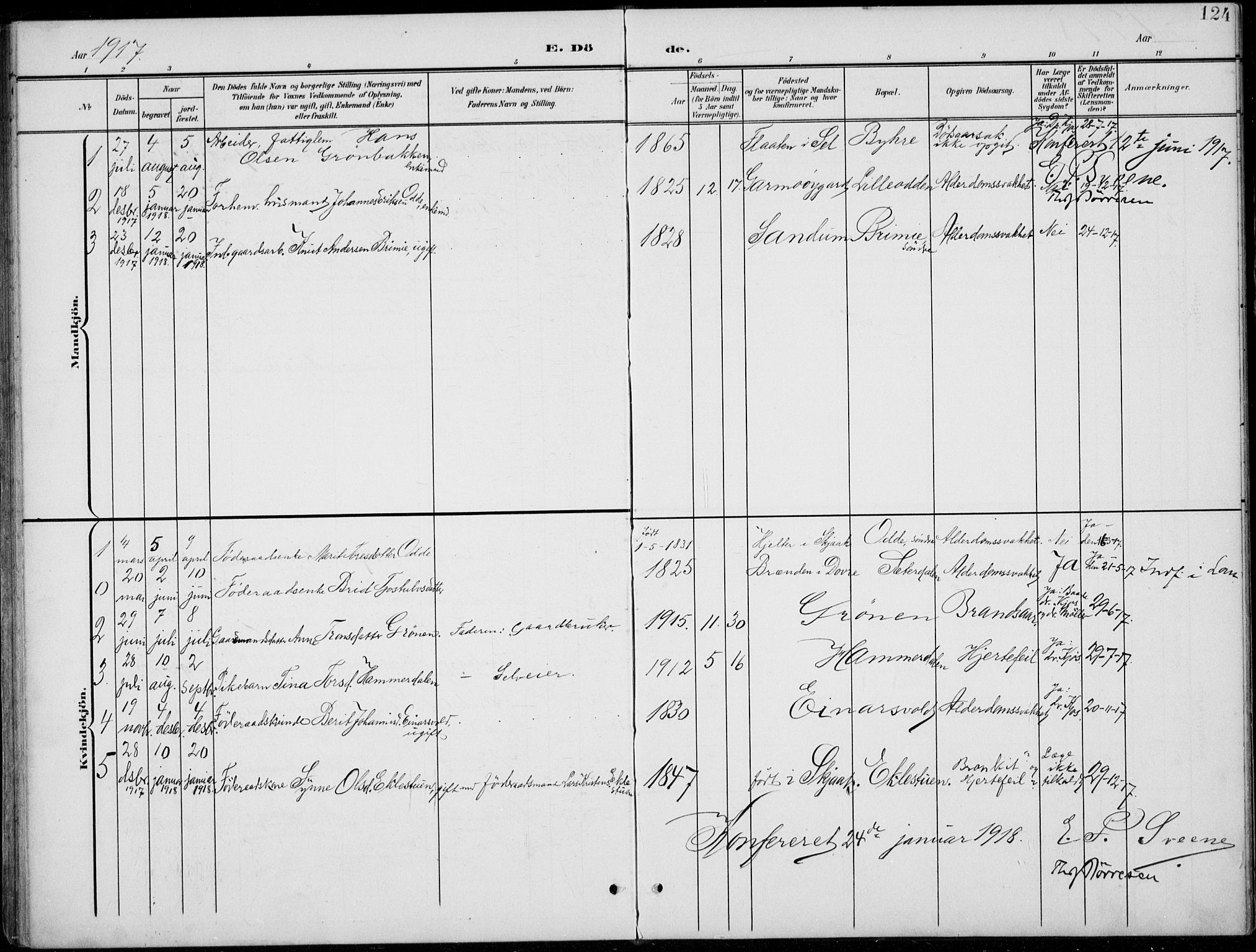 Lom prestekontor, SAH/PREST-070/L/L0006: Parish register (copy) no. 6, 1901-1939, p. 124