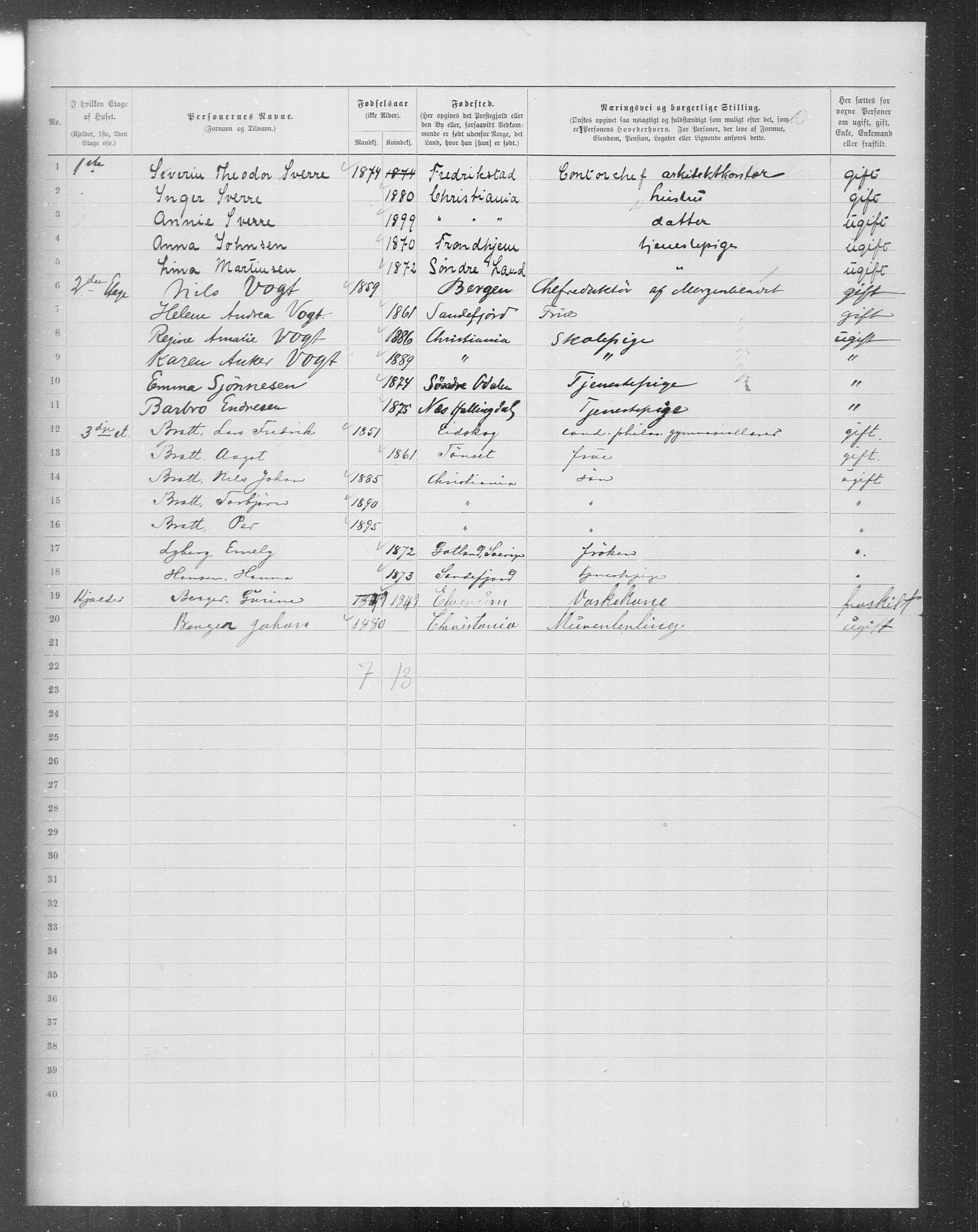 OBA, Municipal Census 1899 for Kristiania, 1899, p. 7169