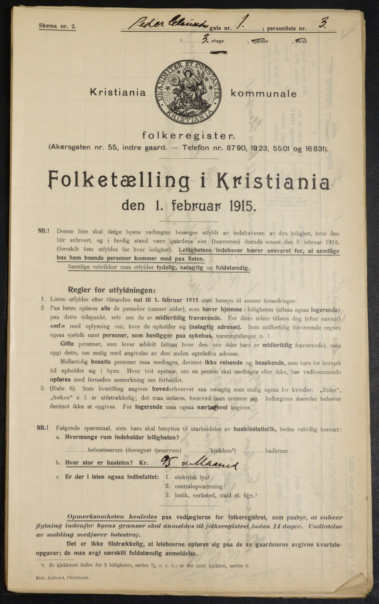 OBA, Municipal Census 1915 for Kristiania, 1915, p. 78186