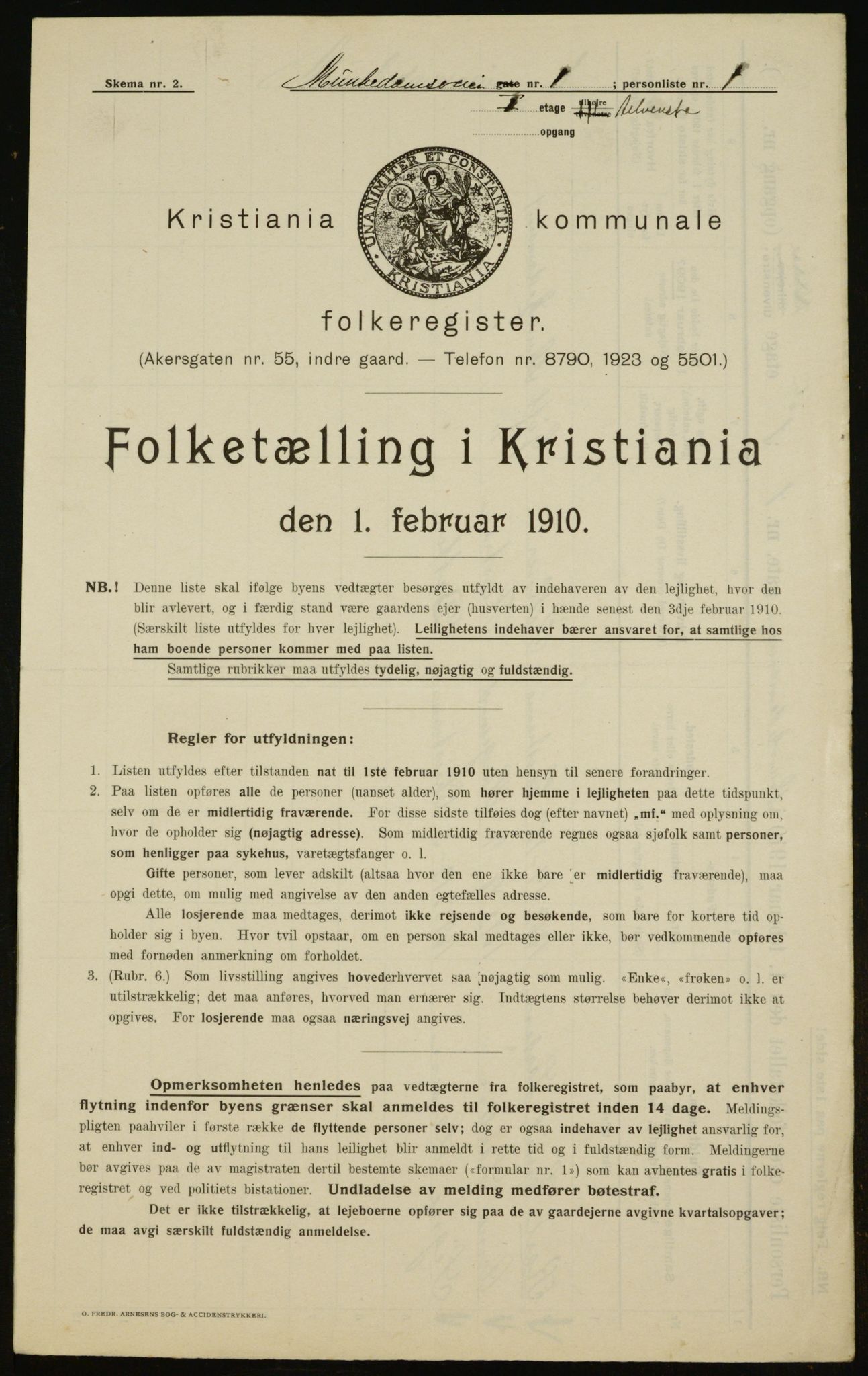 OBA, Municipal Census 1910 for Kristiania, 1910, p. 64505