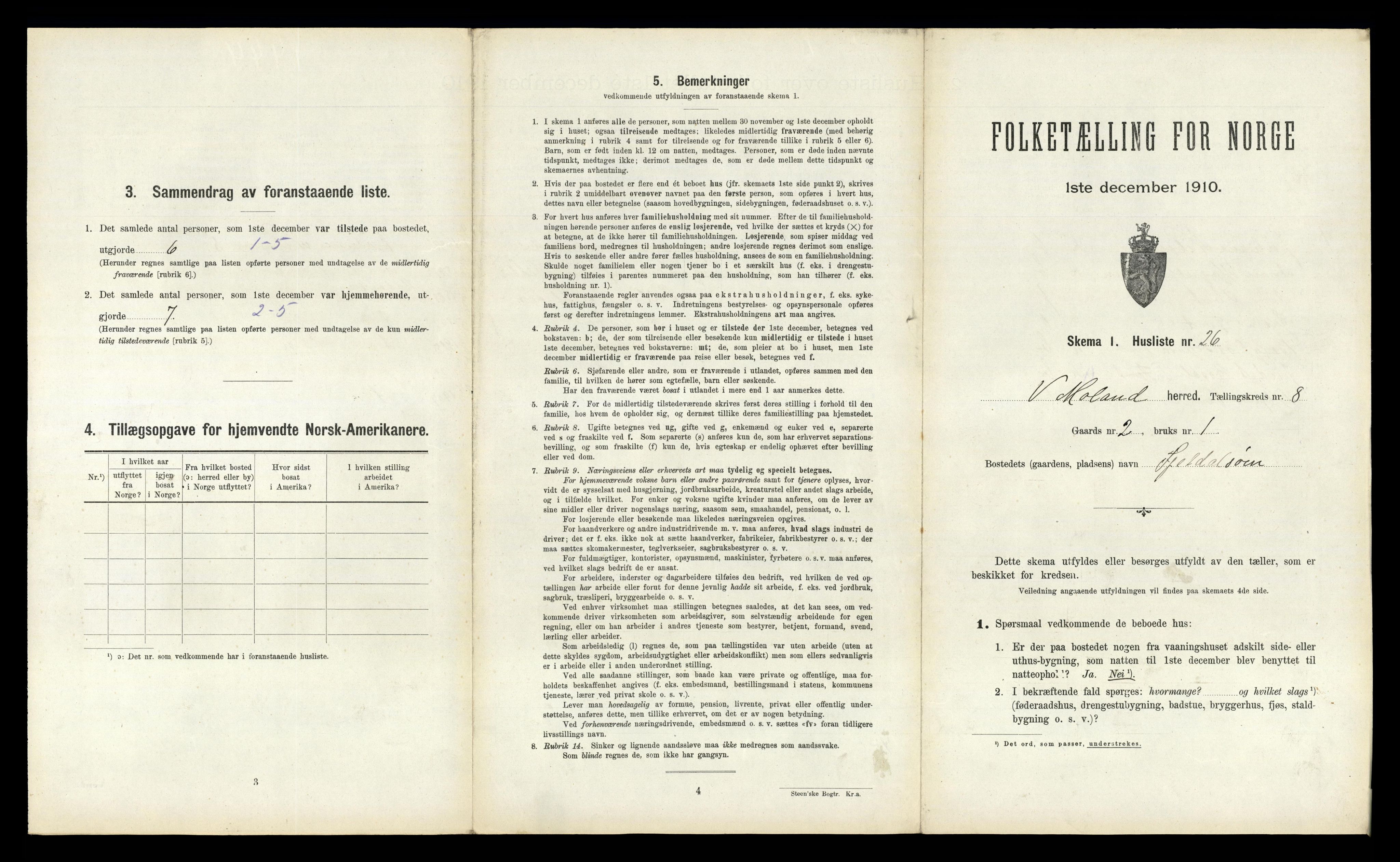 RA, 1910 census for Vestre Moland, 1910, p. 820