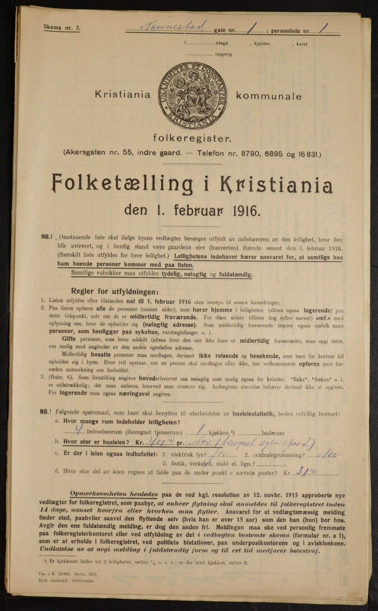 OBA, Municipal Census 1916 for Kristiania, 1916, p. 70742