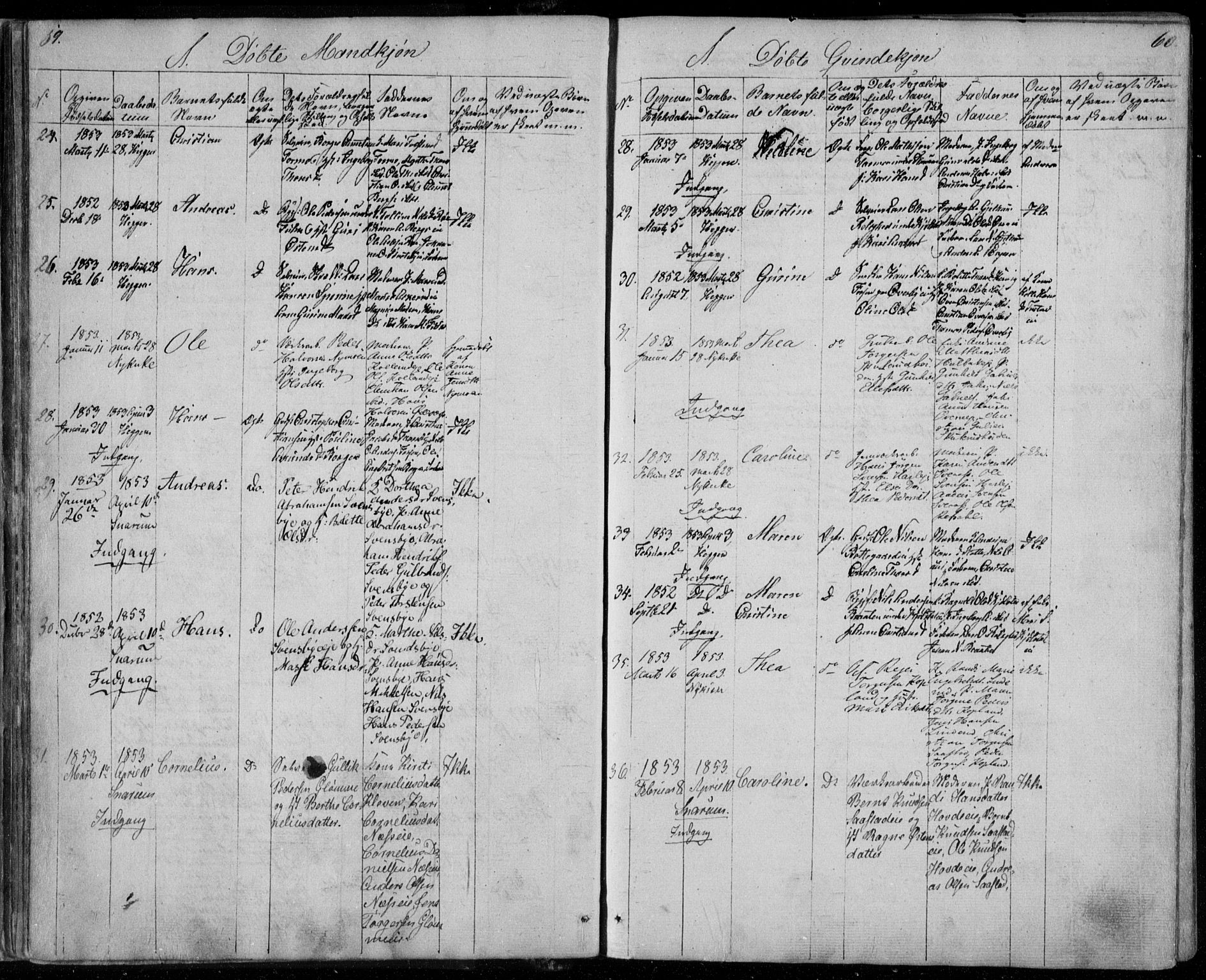 Modum kirkebøker, SAKO/A-234/F/Fa/L0008: Parish register (official) no. 8, 1851-1859, p. 59-60