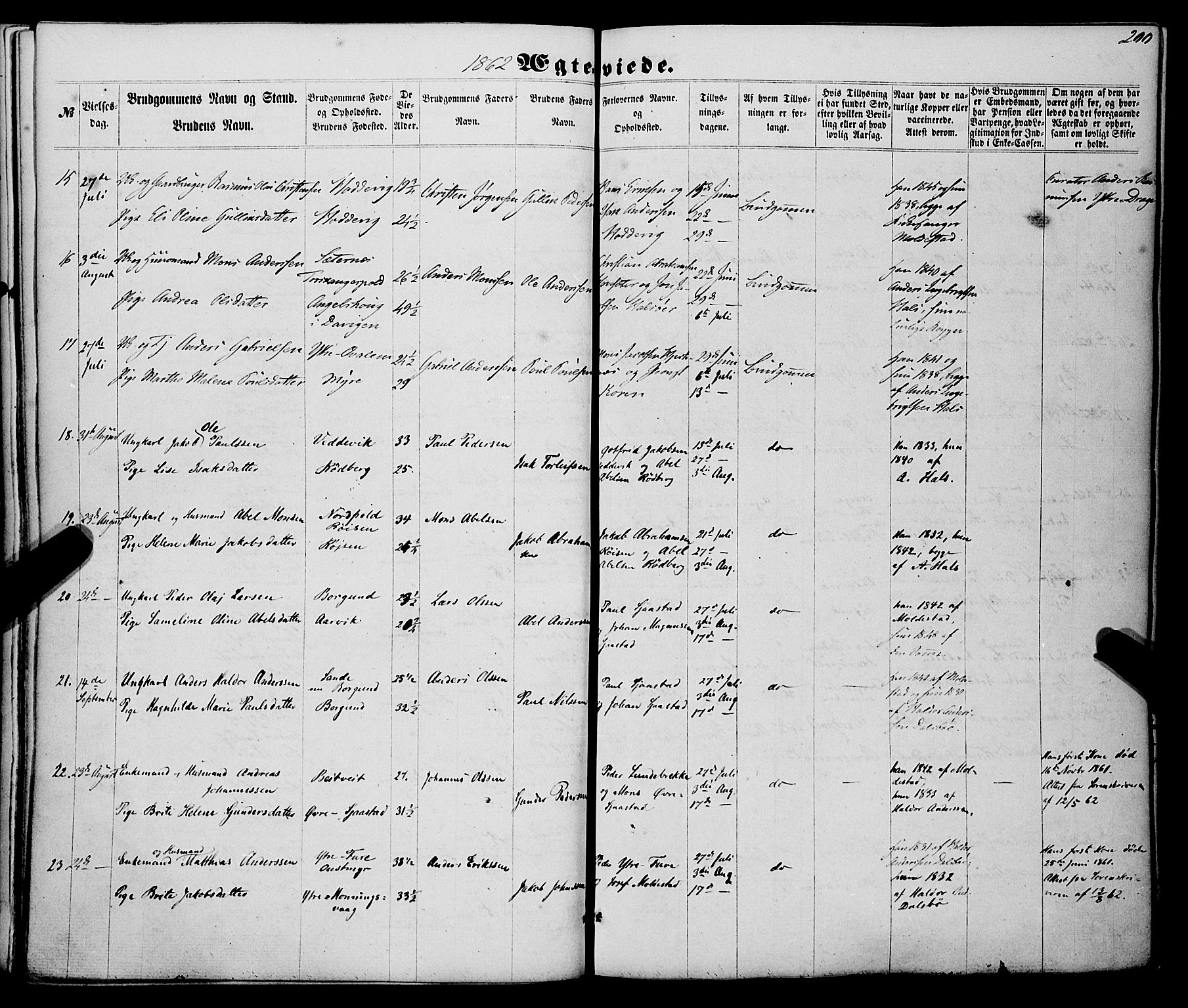 Selje sokneprestembete, SAB/A-99938/H/Ha/Haa/Haaa: Parish register (official) no. A 11, 1858-1870, p. 200