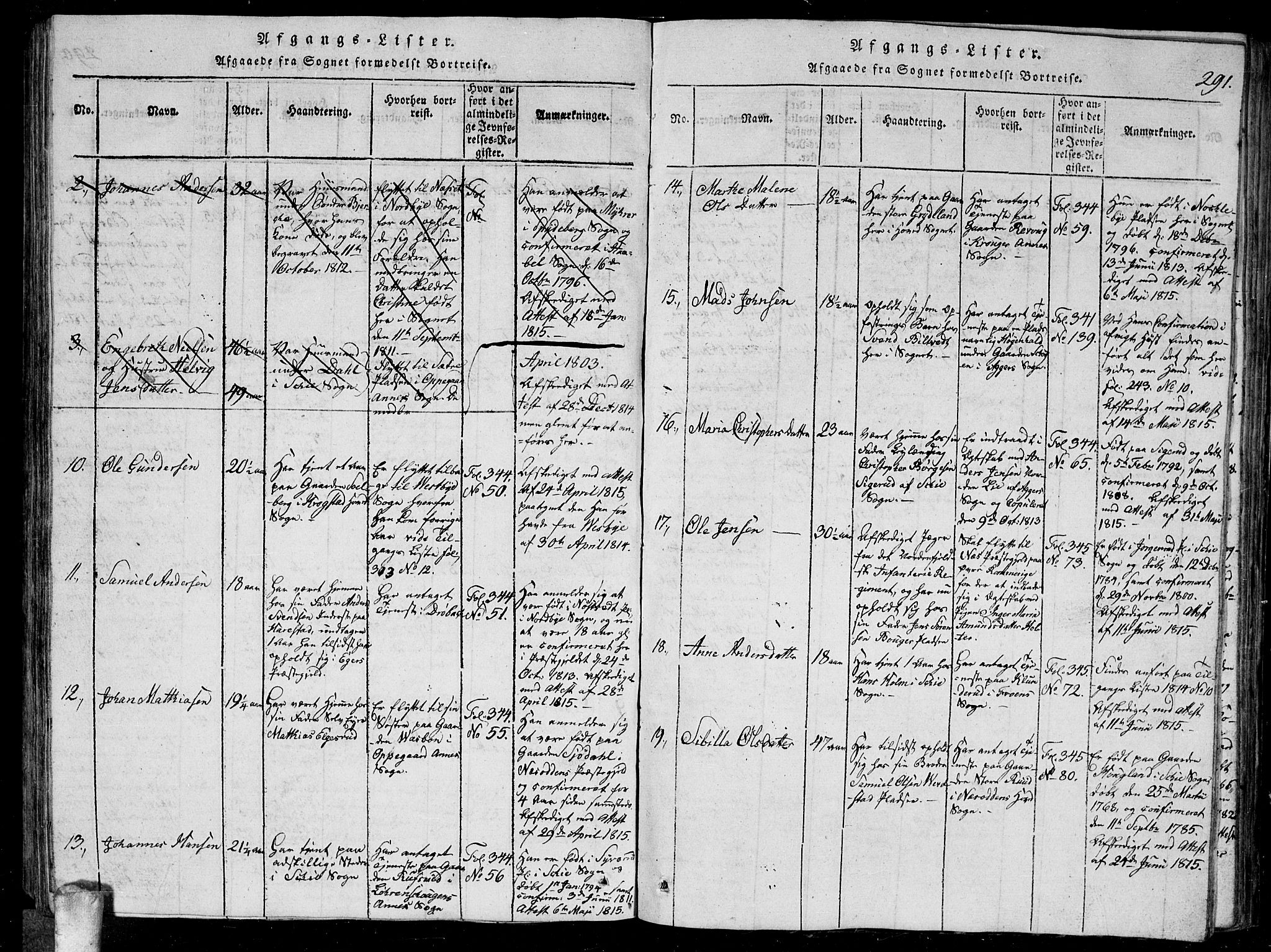 Kråkstad prestekontor Kirkebøker, SAO/A-10125a/G/Ga/L0001: Parish register (copy) no. I 1, 1813-1824, p. 291
