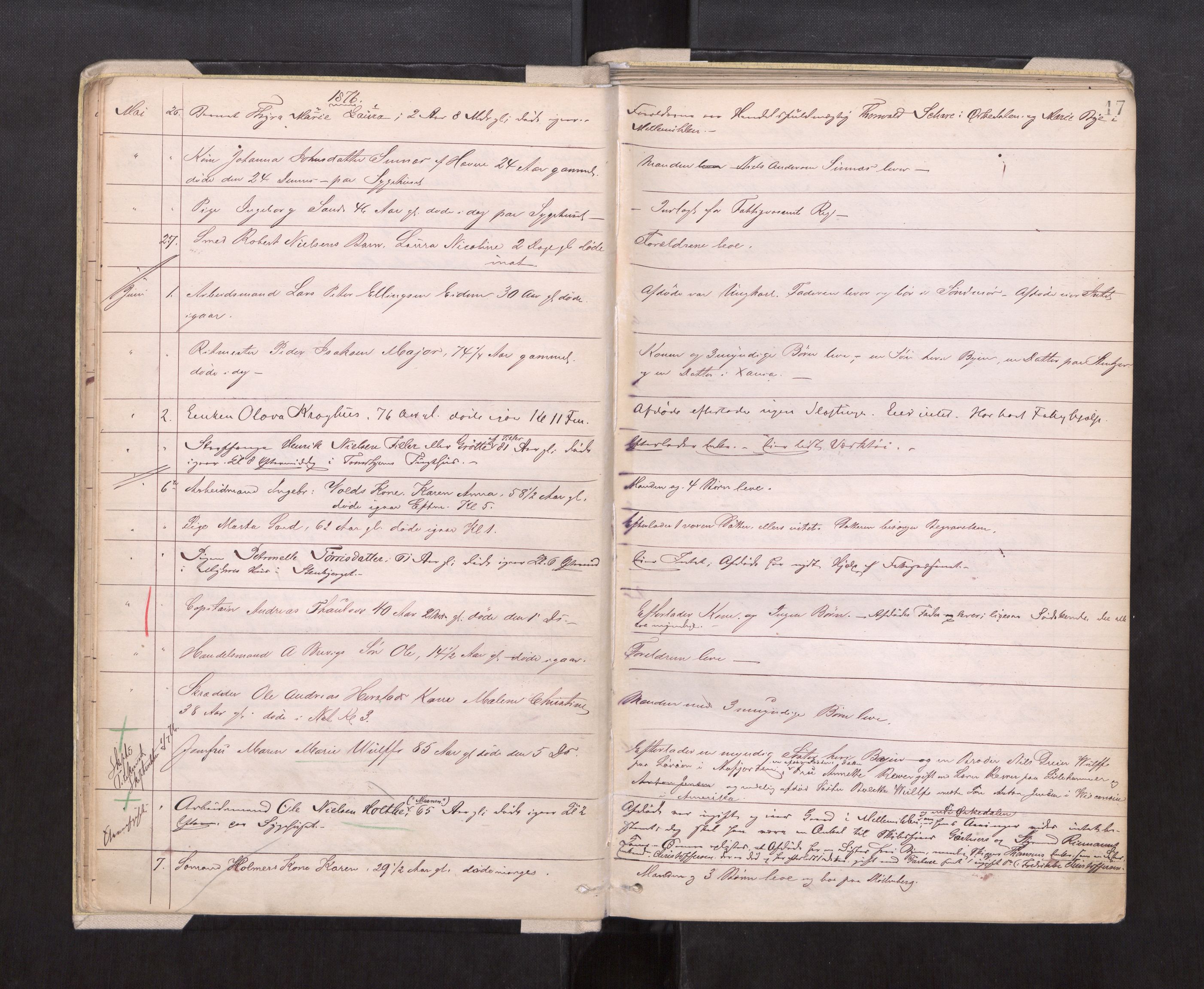Trondheim byfogd, AV/SAT-A-0003/1/3/3L/L0002: Dødsanmeldelsesprotokoll, 1875-1879, p. 17