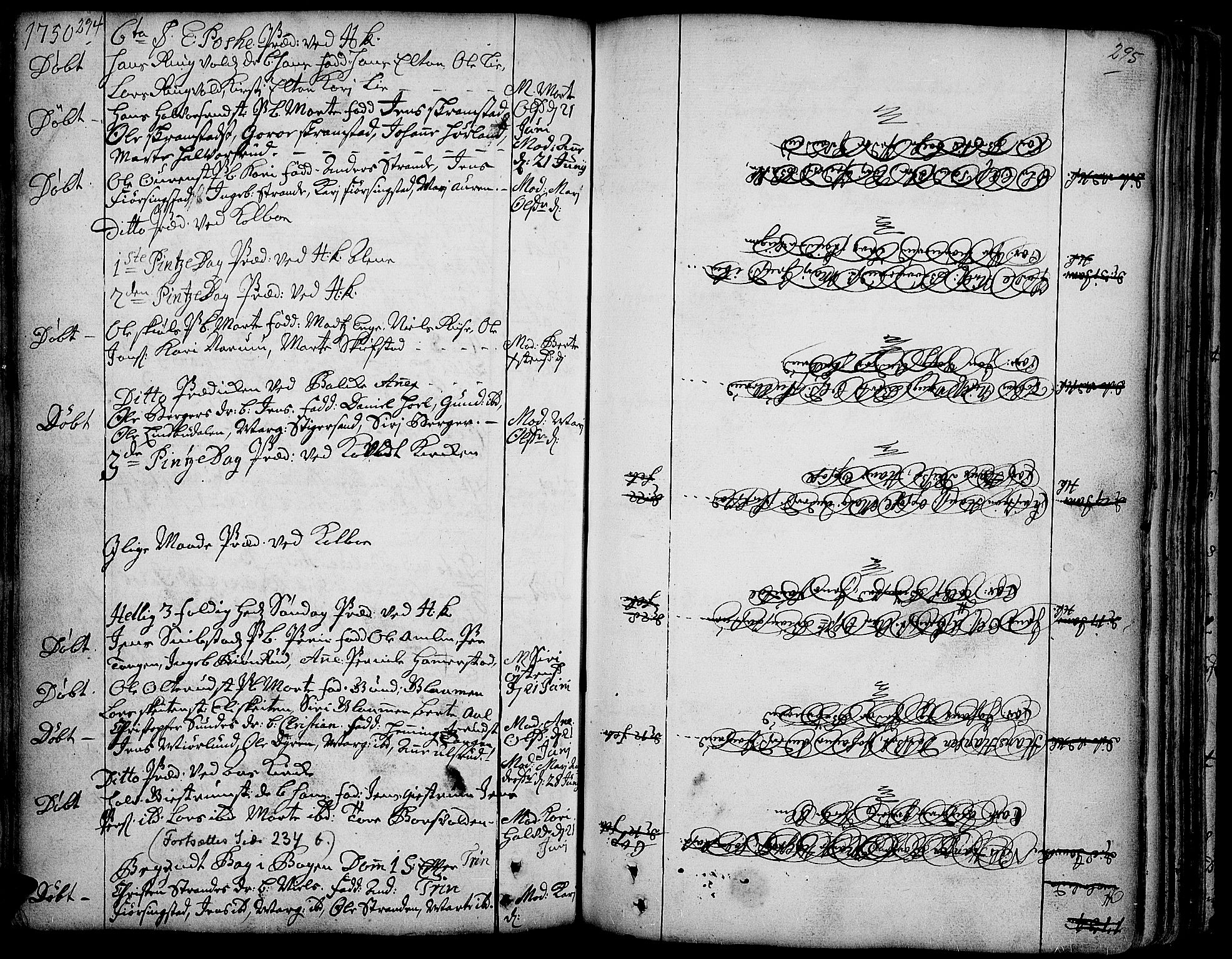 Toten prestekontor, SAH/PREST-102/H/Ha/Haa/L0003: Parish register (official) no. 3, 1734-1751, p. 294-295