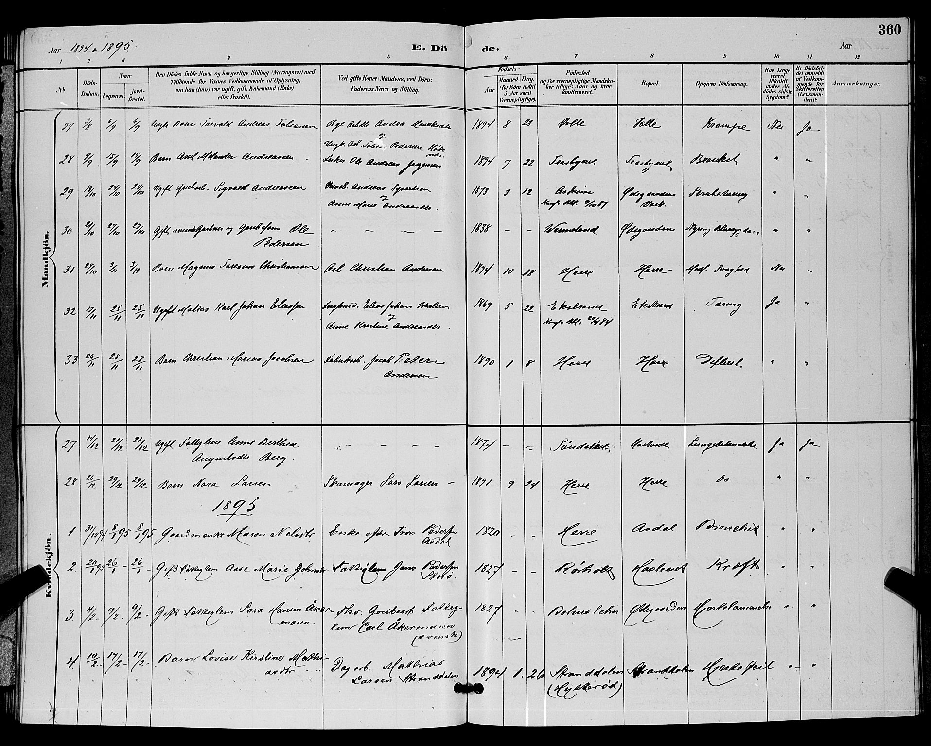 Bamble kirkebøker, SAKO/A-253/G/Ga/L0009: Parish register (copy) no. I 9, 1888-1900, p. 360