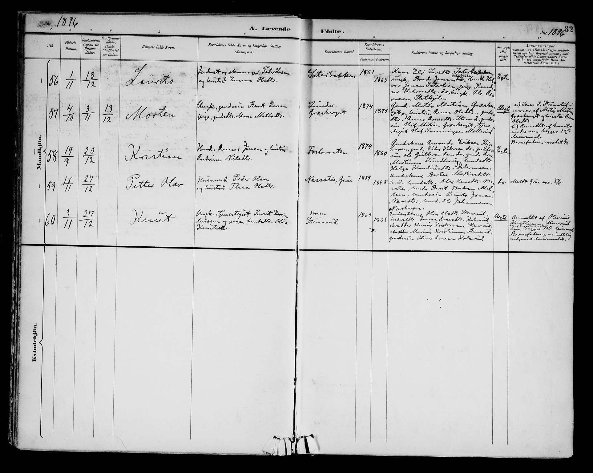 Brandval prestekontor, AV/SAH-PREST-034/H/Ha/Haa/L0003: Parish register (official) no. 3, 1894-1909, p. 32