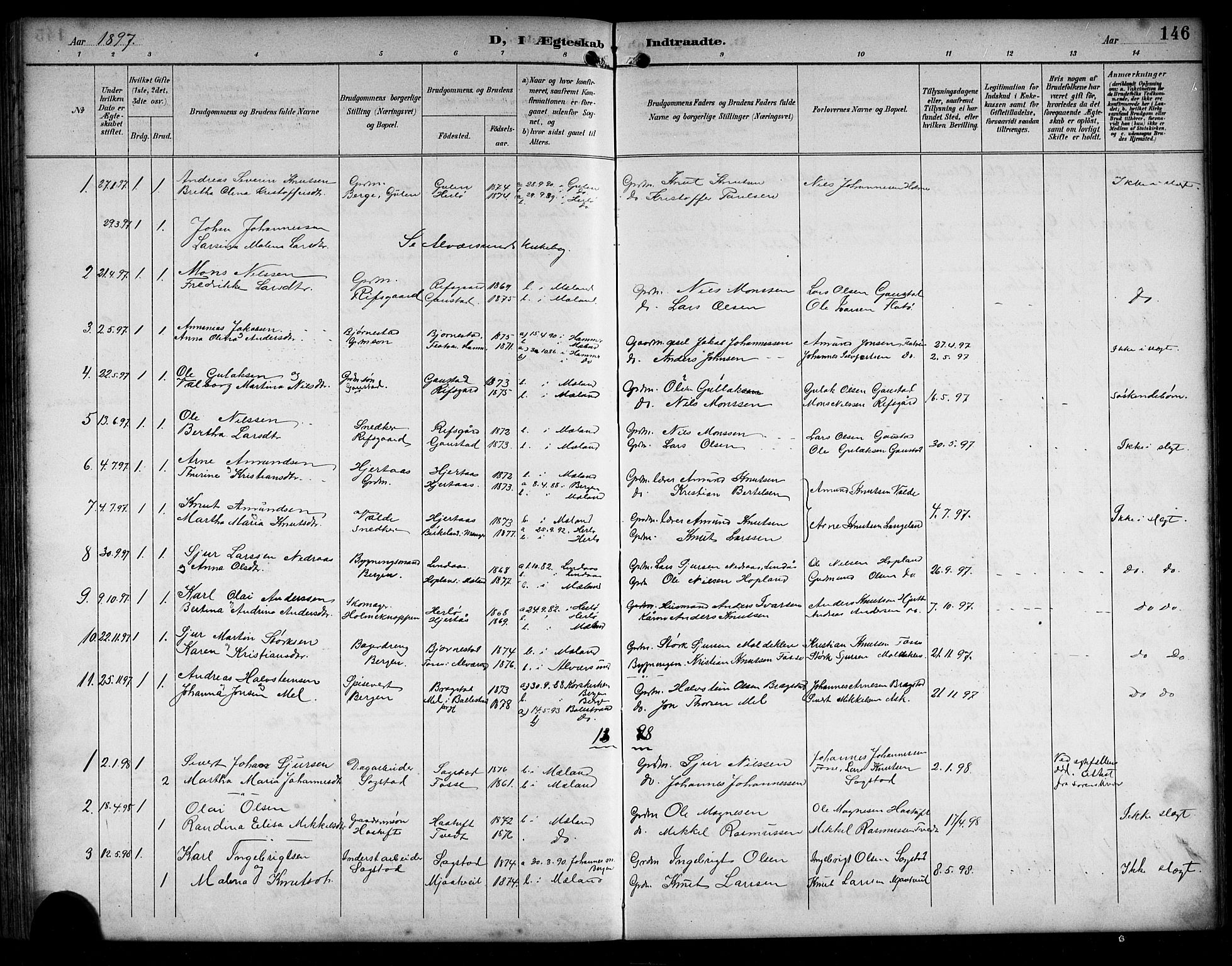 Alversund Sokneprestembete, SAB/A-73901/H/Ha/Hab: Parish register (copy) no. C 4, 1894-1924, p. 146