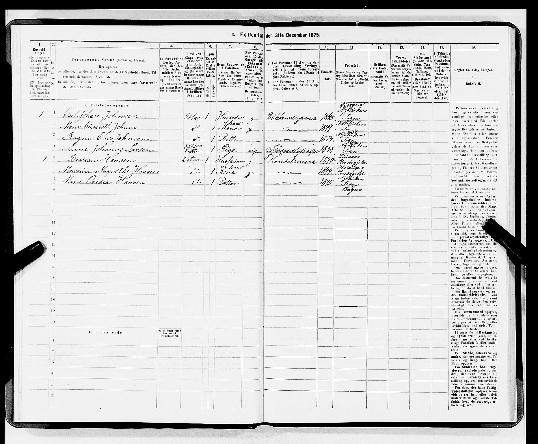 SAB, 1875 census for 1301 Bergen, 1875, p. 1450