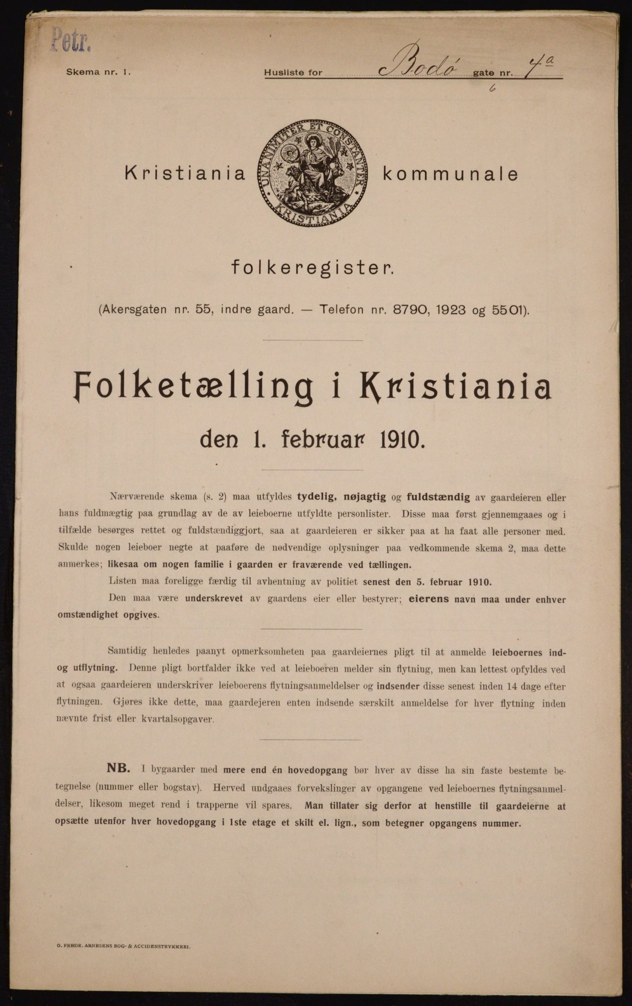 OBA, Municipal Census 1910 for Kristiania, 1910, p. 6500