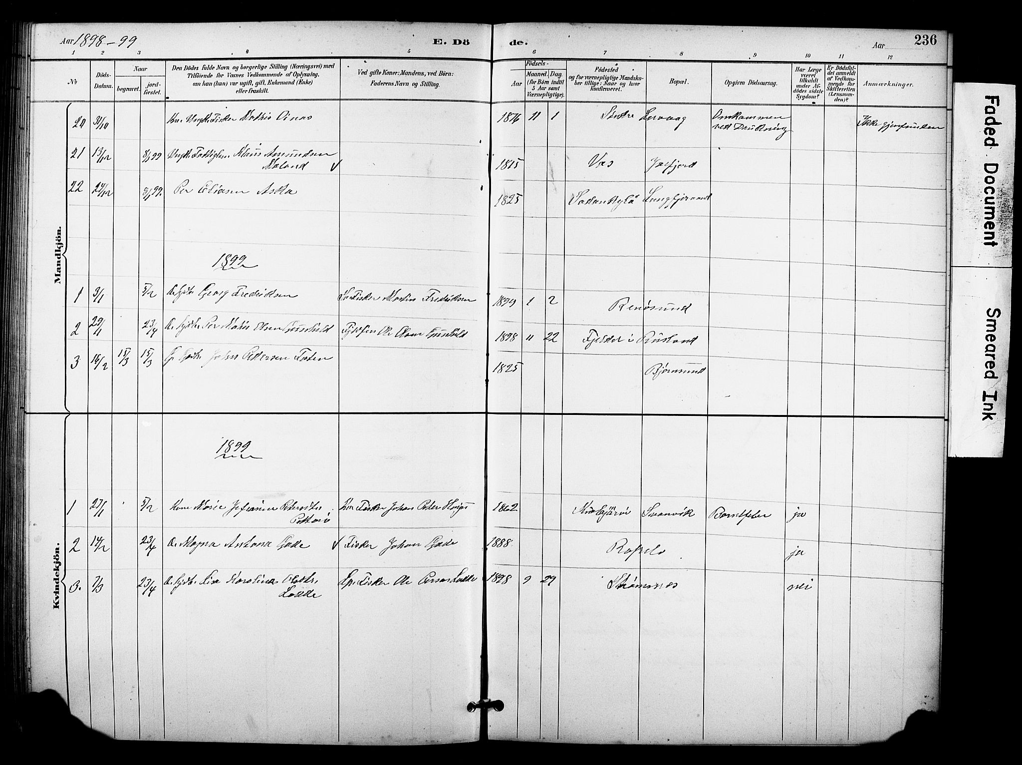 Sør-Varanger sokneprestkontor, AV/SATØ-S-1331/H/Hb/L0004klokker: Parish register (copy) no. 4, 1891-1912, p. 236