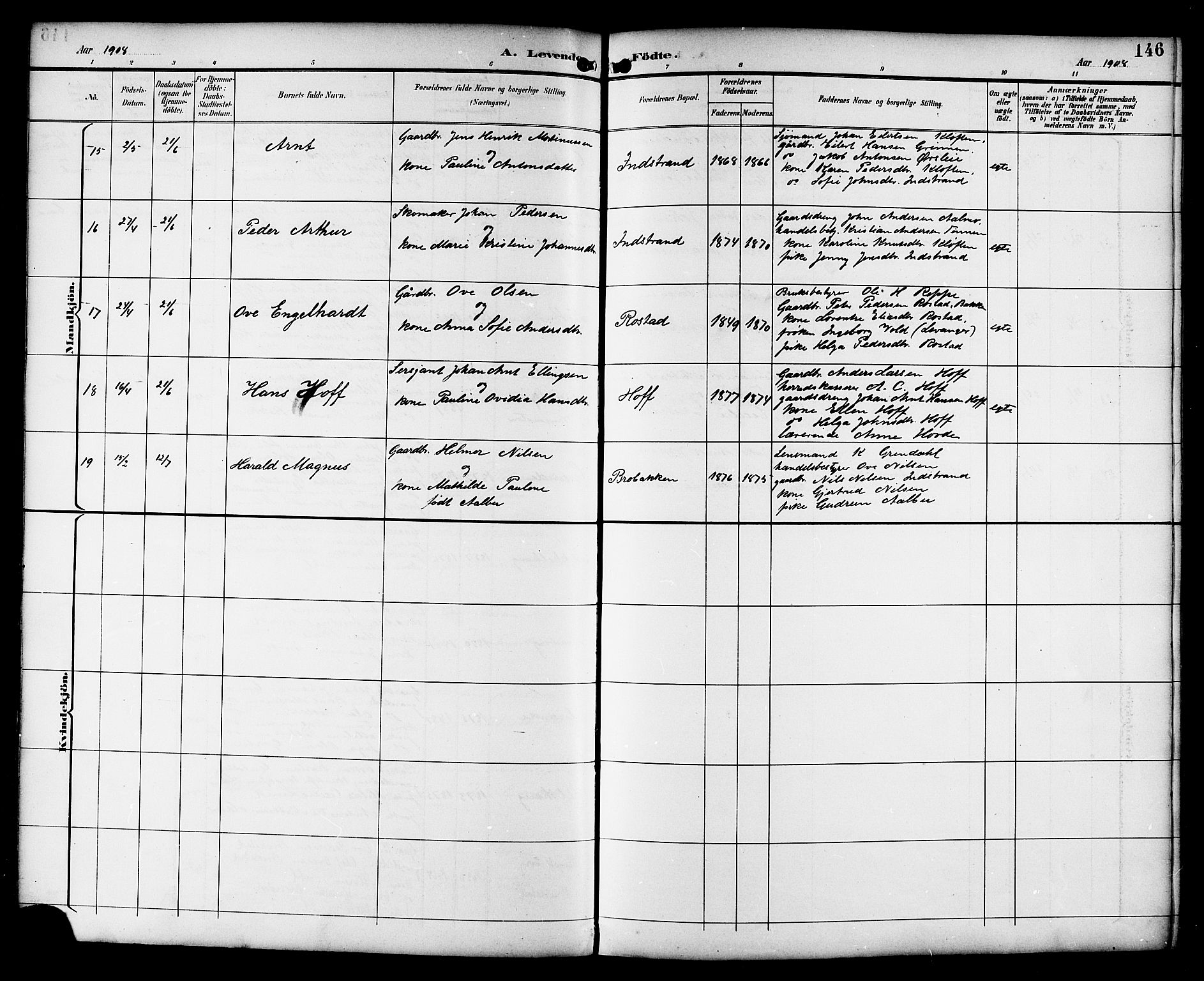 Ministerialprotokoller, klokkerbøker og fødselsregistre - Sør-Trøndelag, AV/SAT-A-1456/659/L0746: Parish register (copy) no. 659C03, 1893-1912, p. 146