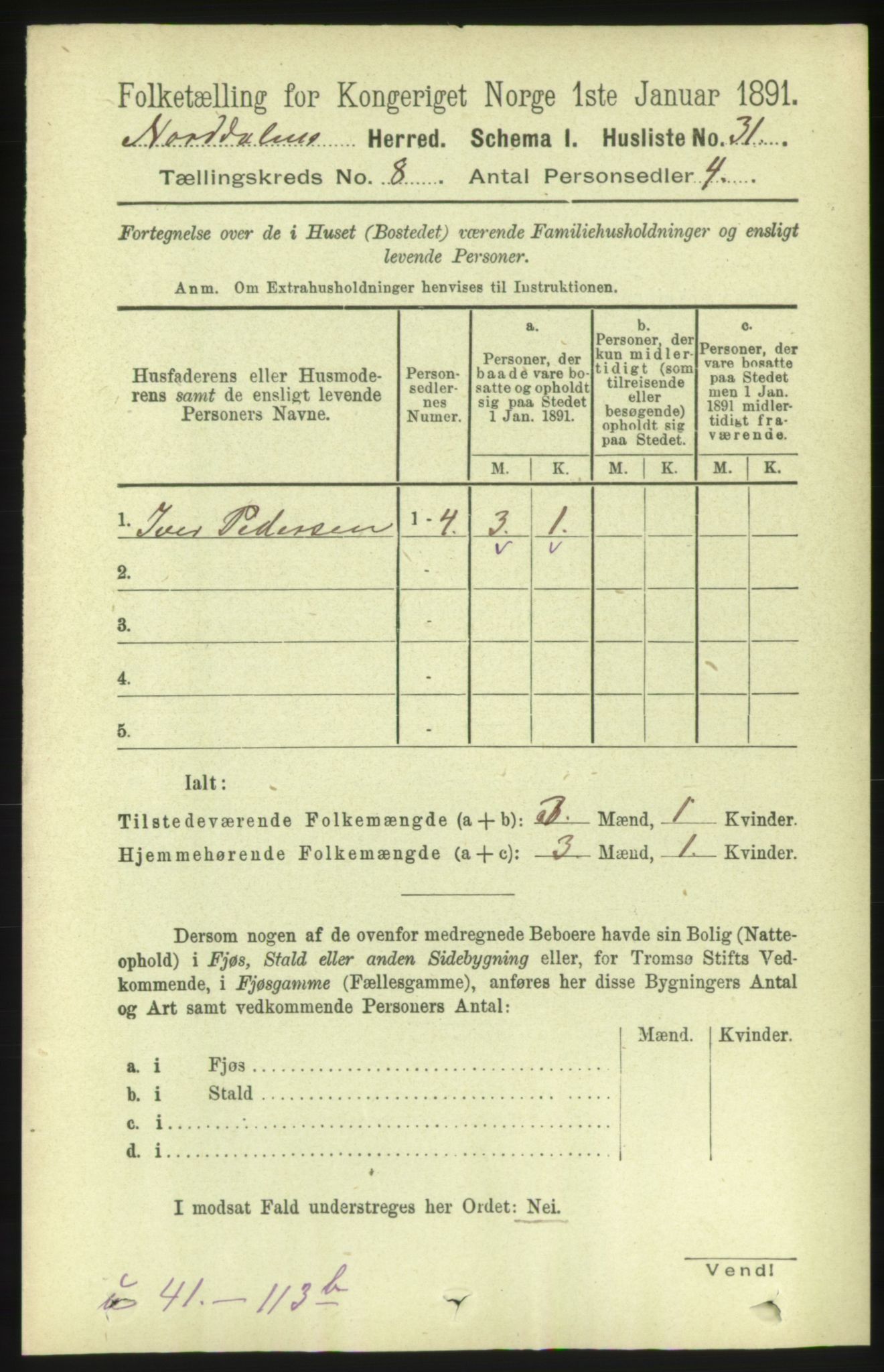 RA, 1891 census for 1524 Norddal, 1891, p. 1545