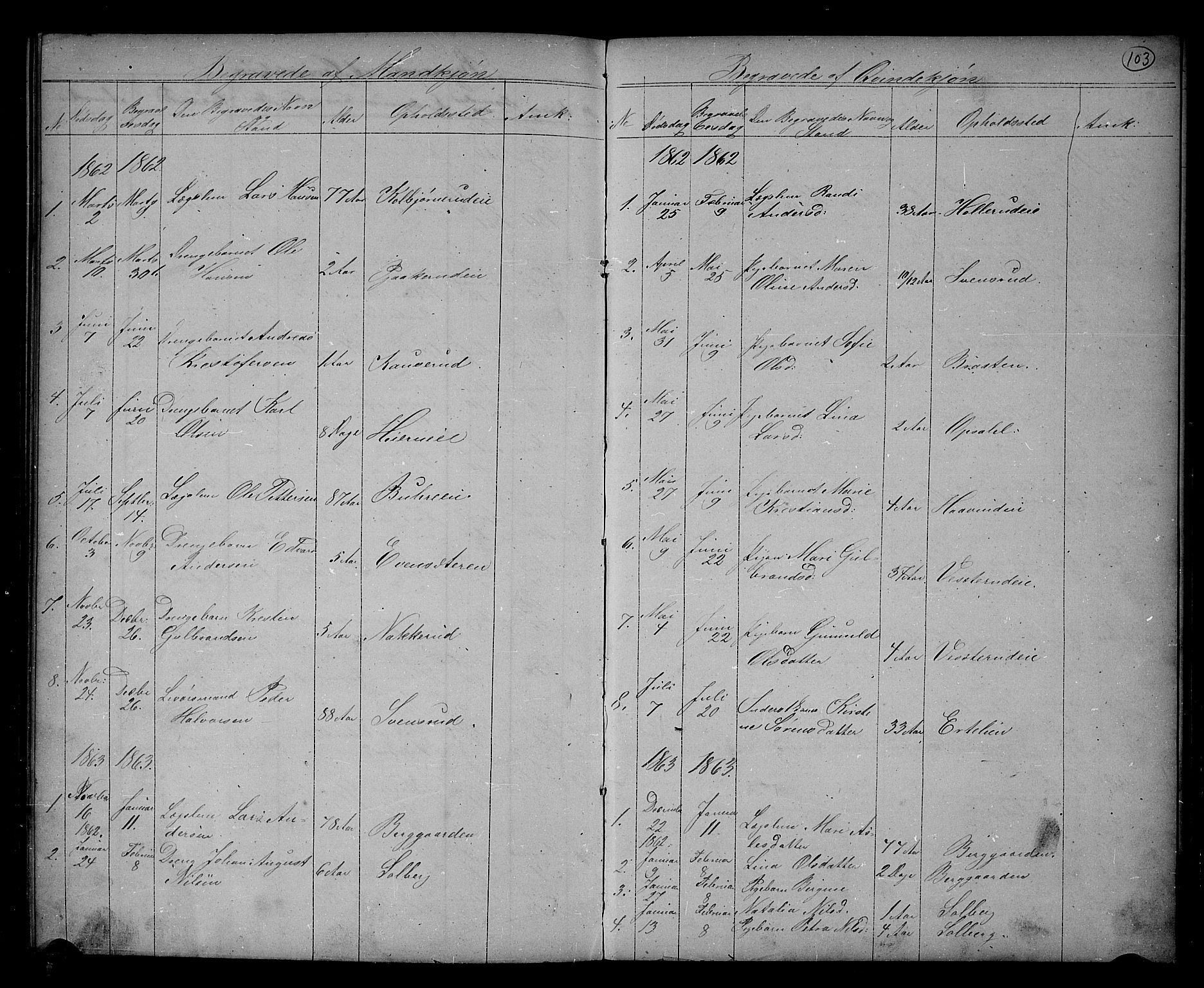 Hole kirkebøker, SAKO/A-228/G/Gb/L0001: Parish register (copy) no. II 1, 1859-1878, p. 103