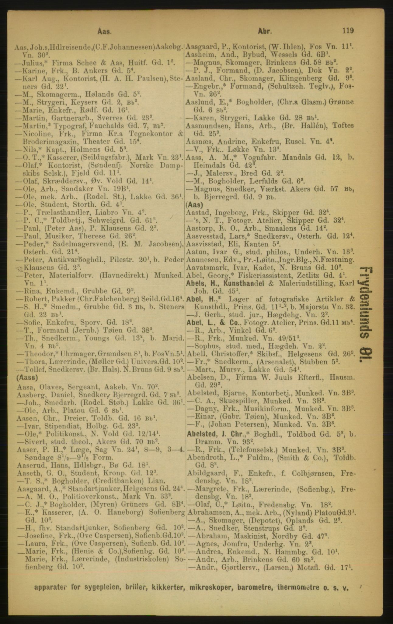 Kristiania/Oslo adressebok, PUBL/-, 1889, p. 119