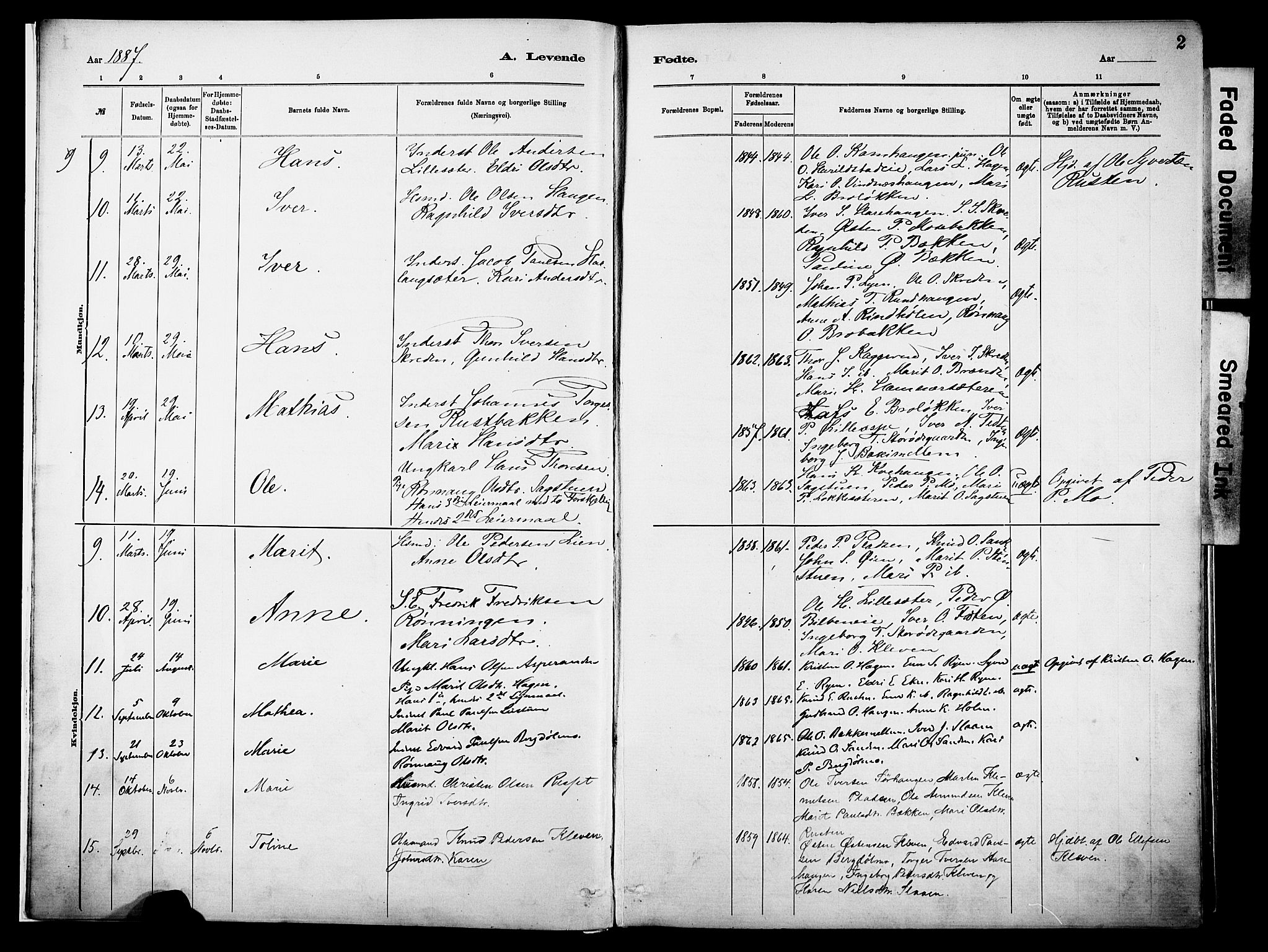 Vågå prestekontor, SAH/PREST-076/H/Ha/Haa/L0010: Parish register (official) no. 10, 1887-1904, p. 2