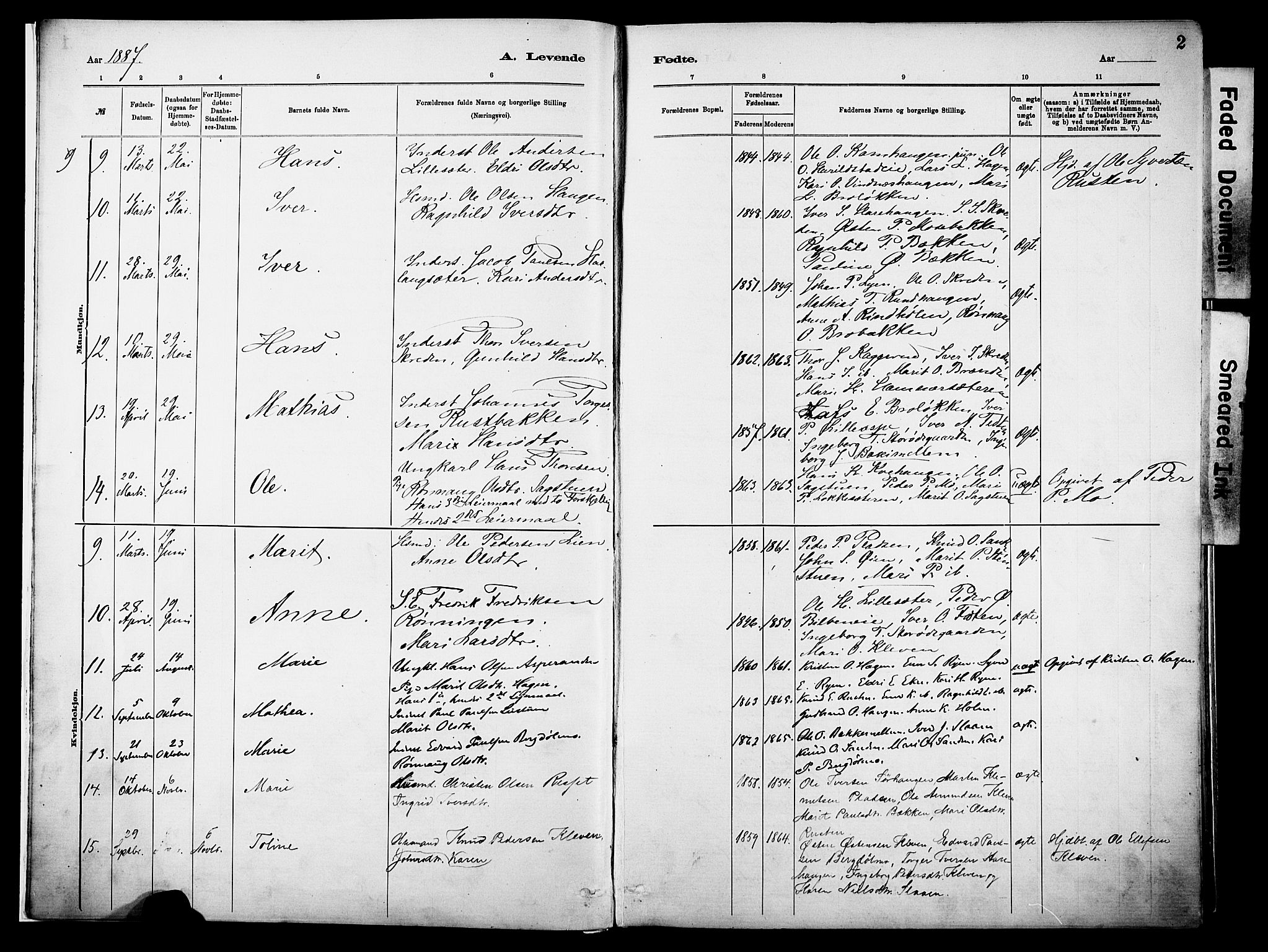 Vågå prestekontor, AV/SAH-PREST-076/H/Ha/Haa/L0010: Parish register (official) no. 10, 1887-1904, p. 2