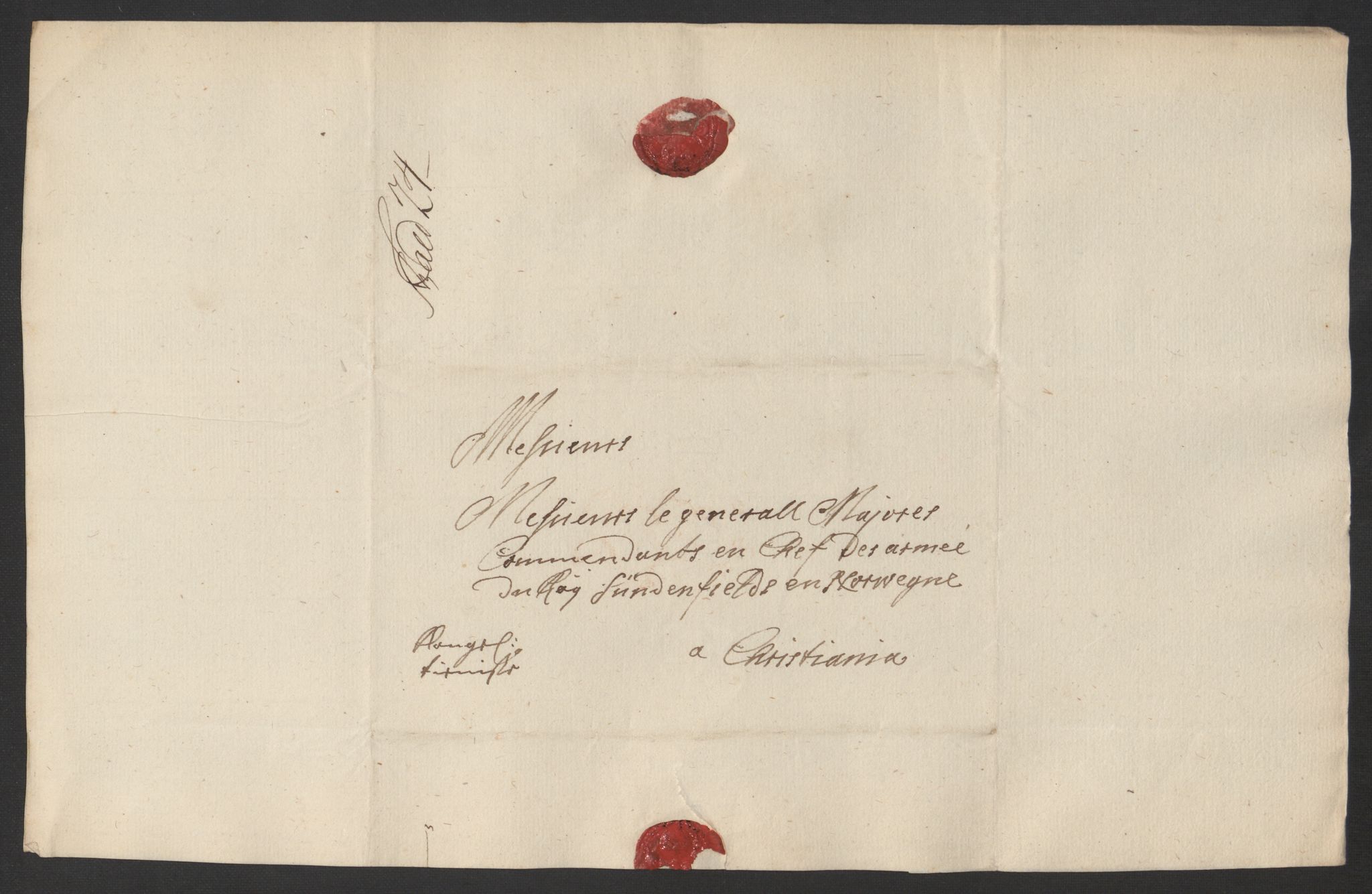 Kommanderende general (KG I) med Det norske krigsdirektorium, AV/RA-EA-5419/D/L0153: Fredriksten festning: Brev, inventarfortegnelser og regnskapsekstrakter, 1724-1729, p. 427